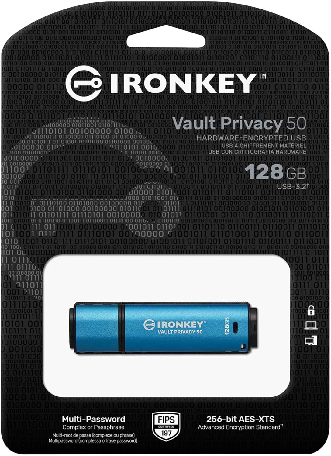 Kingston IronKey Vault Privacy 50 128GB Encrypted USB | FIPS 197 | AES-256bit | BadUSB Attack Protection | Multi-Password Options | IKVP50/128GB - Image 4