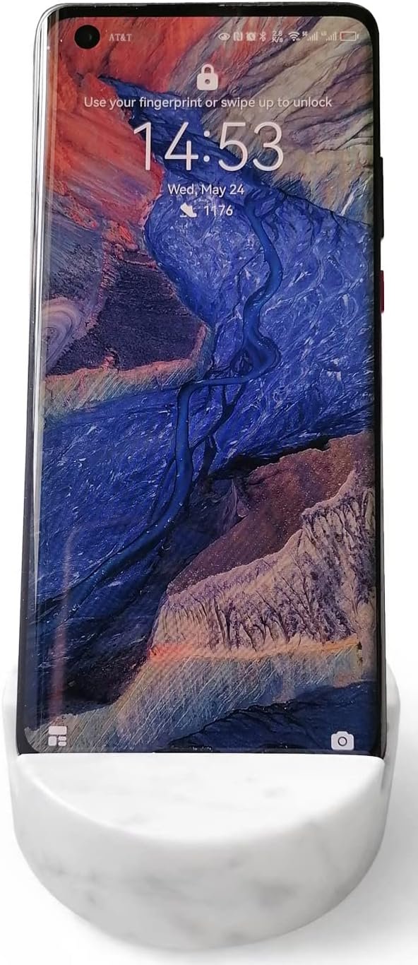 fashciaga Luxurious Marble Cell Phone Stand Holder for Cellphone Tablet On Desk, Countertop, Table, Nightstand. Heavy Real Stone Mobile Phone Stands (Solid) - Image 4