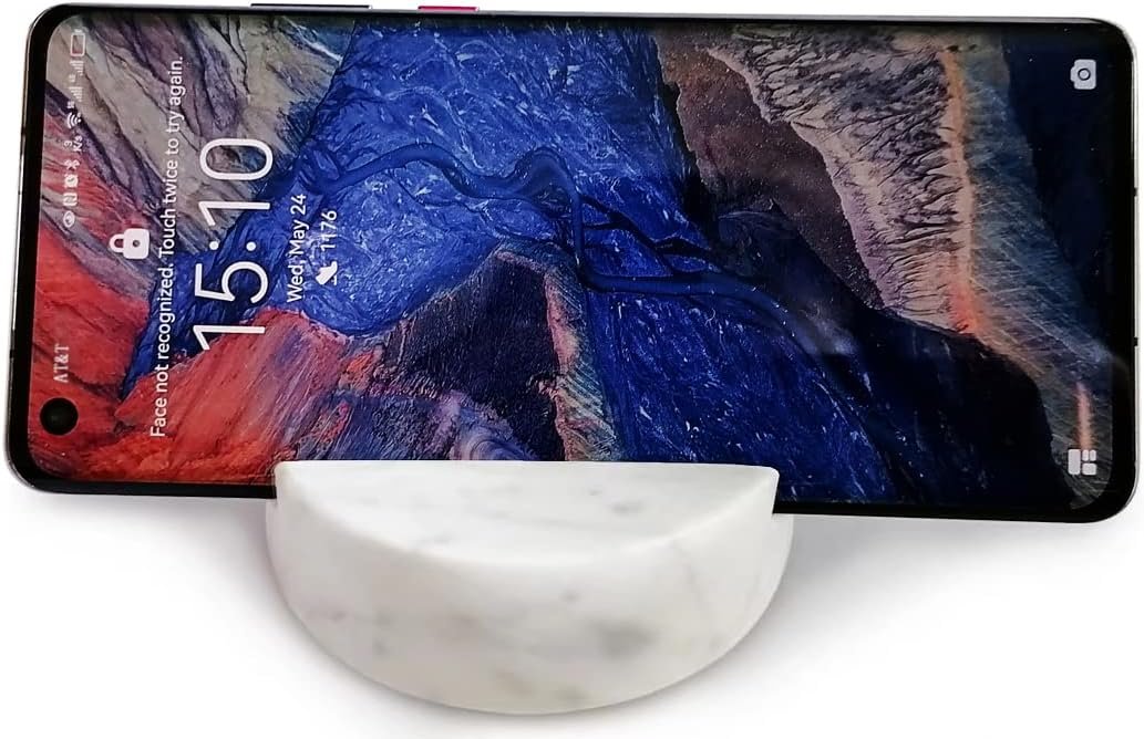 fashciaga Luxurious Marble Cell Phone Stand Holder for Cellphone Tablet On Desk, Countertop, Table, Nightstand. Heavy Real Stone Mobile Phone Stands (Solid) - Image 5