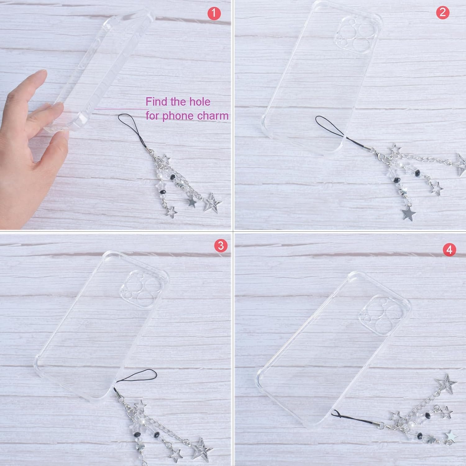 1-4PCS Cute Phone Charms Aesthetic Y2K Cellphone Charms Strap Pink Strawberry Butterfly Star Charm Y2K Accessories for Phone Bag Keychain Airpods Camera Pendants Decor - Image 7