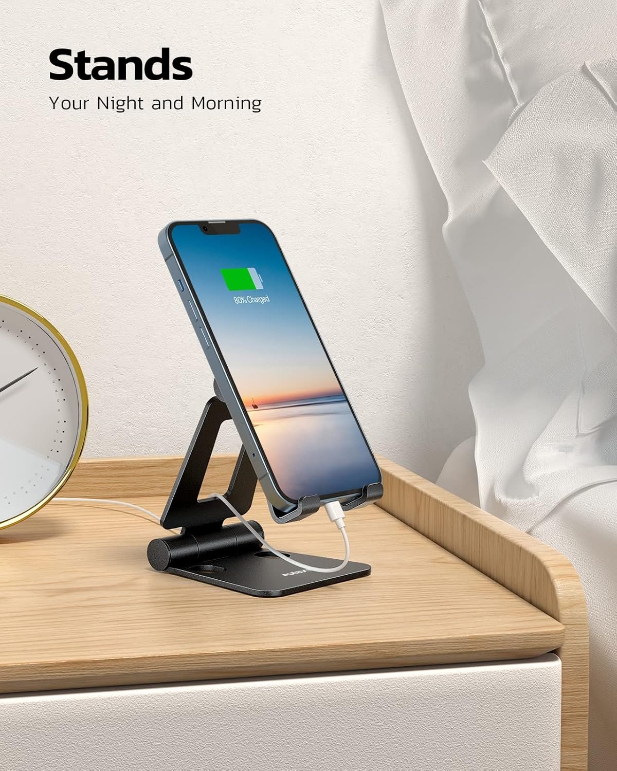 Nulaxy Dual Folding Cell Phone Stand, Fully Adjustable Foldable Desktop Phone Holder Cradle Dock Compatible with iPhone 17 16 15 14 13 12 11 Pro Max Xs Xr X 8, Nintendo Switch, All Phones - Image 5