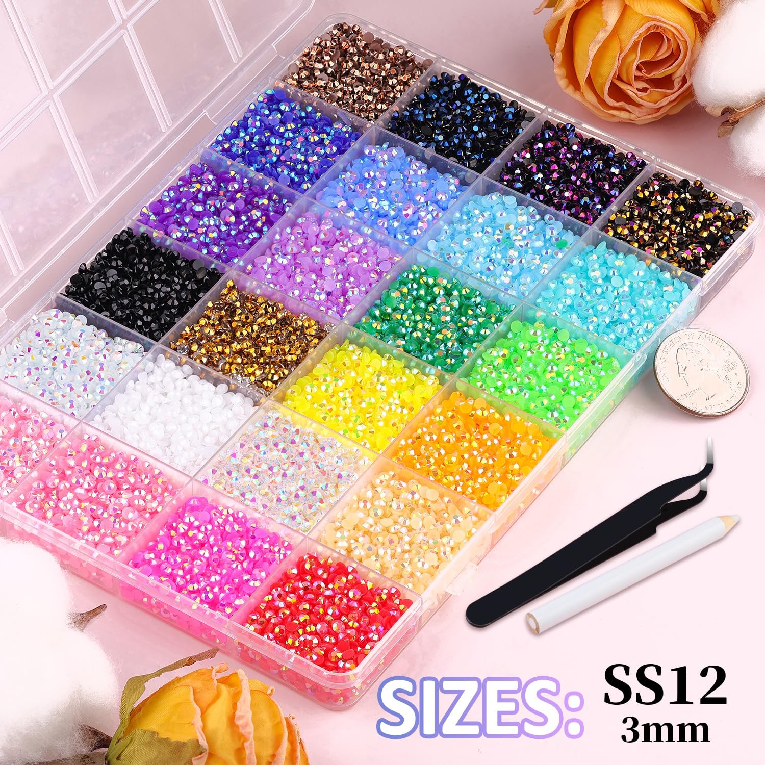 32000Pcs Resin Jelly Rhinestones for Bedazzling, Multicolor 3mm Flatback Gems for Diamond Art, Bedazzler Kit with 3Pcs 10ml B7000 Jewelry Glue for Nail Art Crafting Book Makeup - Image 3