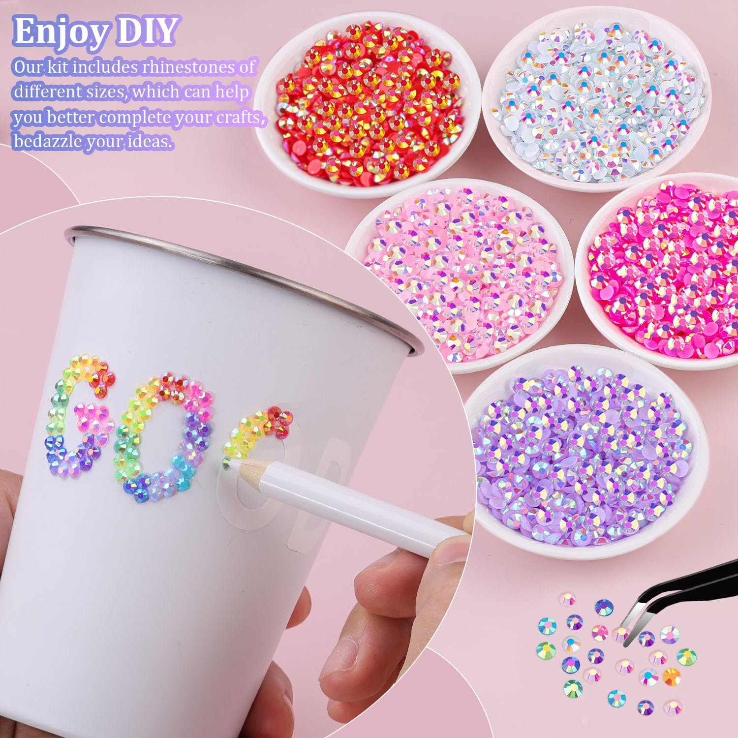 32000Pcs Resin Jelly Rhinestones for Bedazzling, Multicolor 3mm Flatback Gems for Diamond Art, Bedazzler Kit with 3Pcs 10ml B7000 Jewelry Glue for Nail Art Crafting Book Makeup - Image 5