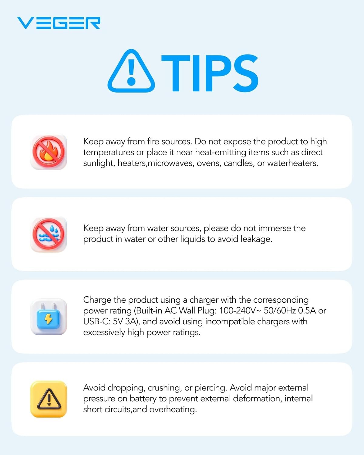 VEGER Portable Charger with Built-in AC Plug and Cables, All in One 10000mAh Ultra Slim Power Bank Travel Essentials, Fast Charging Battery Pack Compatible with iPhone, Samsung, Android (White) - Image 10