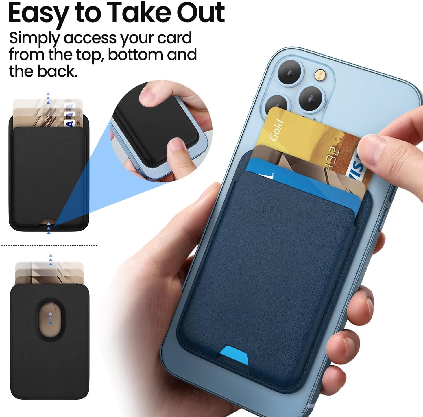 Magnetic Wallet Compatible with MagSafe for iPhone 17 16 15 14 13 12 Pro Max Air Plus Model, Mag 3 Safe Card Holder Stick on Accessories for Cell Phone & Case, Jet - Image 3