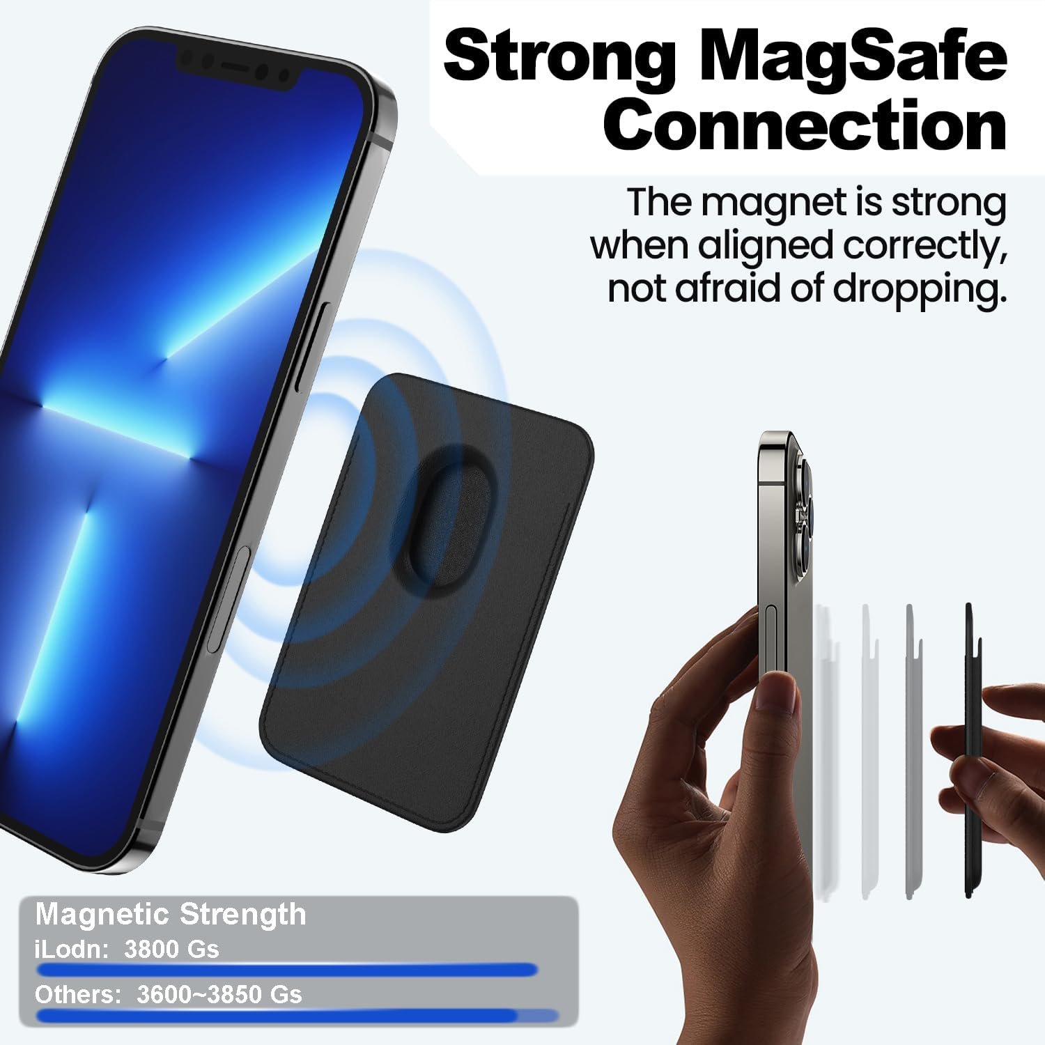 Magnetic Wallet Compatible with MagSafe for iPhone 17 16 15 14 13 12 Pro Max Air Plus Model, Mag 3 Safe Card Holder Stick on Accessories for Cell Phone & Case, Jet - Image 5
