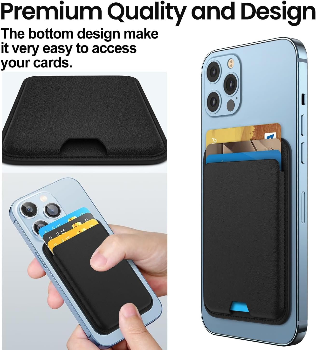 Magnetic Wallet Compatible with MagSafe for iPhone 17 16 15 14 13 12 Pro Max Air Plus Model, Mag 3 Safe Card Holder Stick on Accessories for Cell Phone & Case, Jet - Image 6