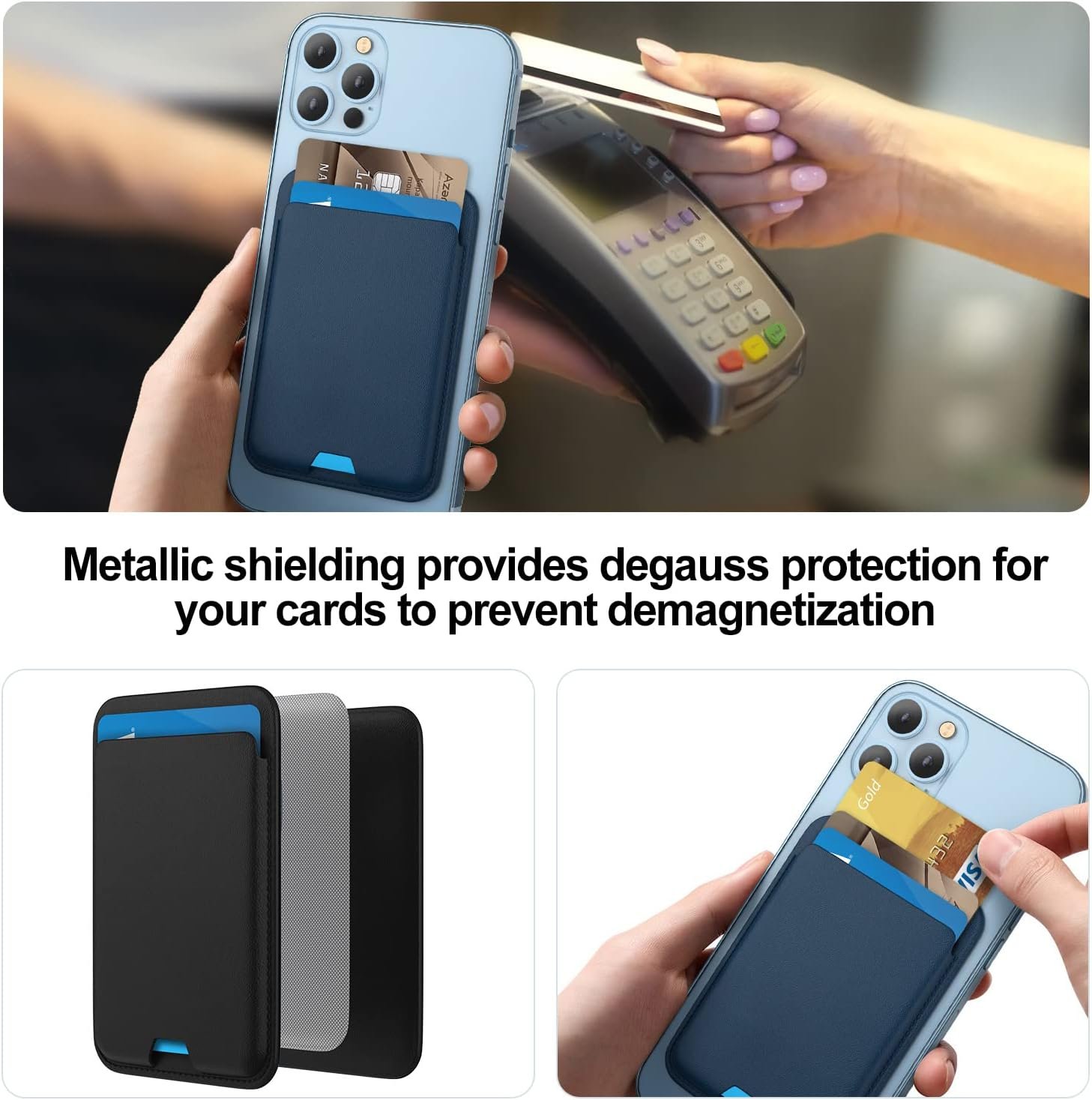 Magnetic Wallet Compatible with MagSafe for iPhone 17 16 15 14 13 12 Pro Max Air Plus Model, Mag 3 Safe Card Holder Stick on Accessories for Cell Phone & Case, Jet - Image 7