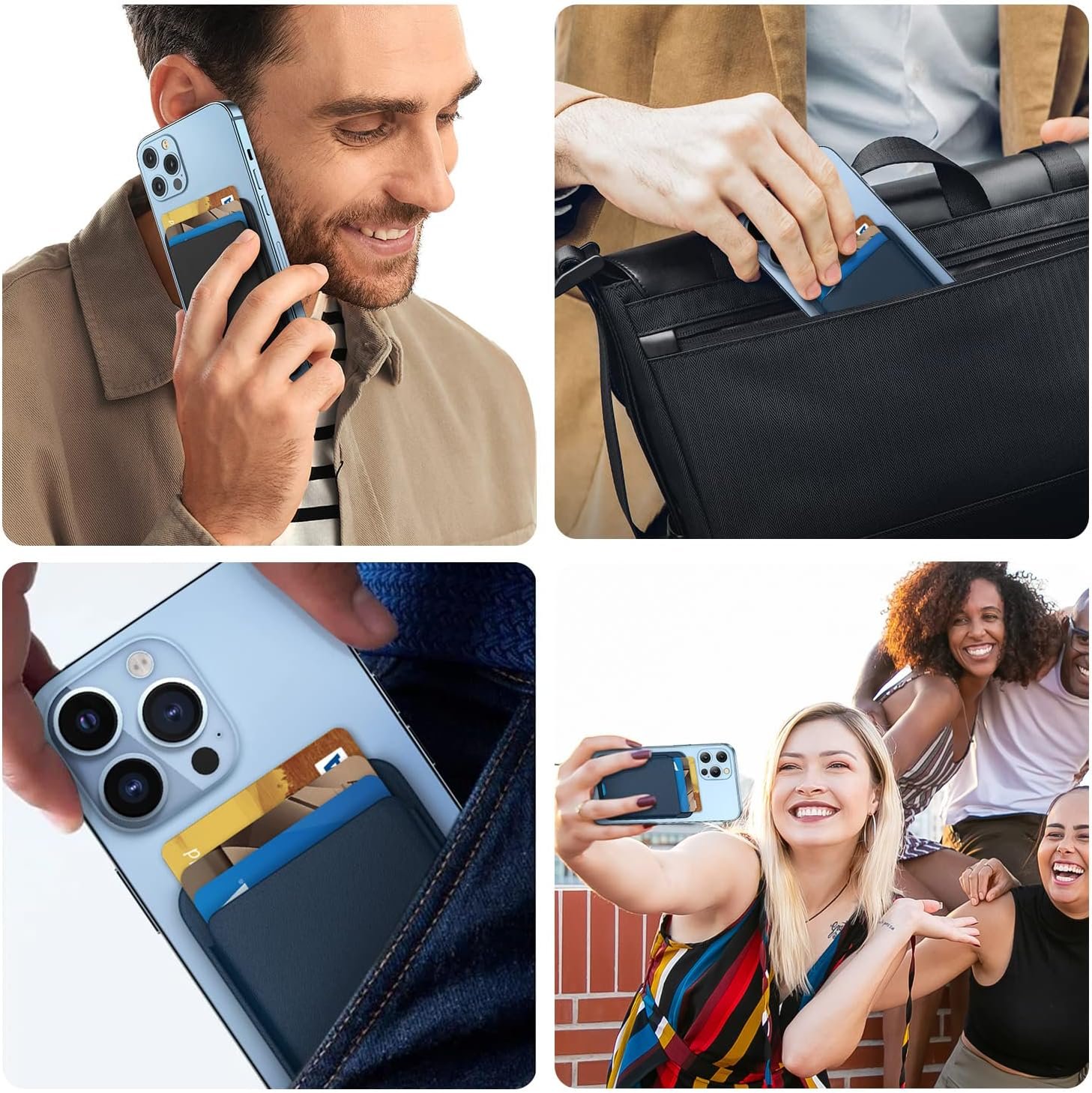 Magnetic Wallet Compatible with MagSafe for iPhone 17 16 15 14 13 12 Pro Max Air Plus Model, Mag 3 Safe Card Holder Stick on Accessories for Cell Phone & Case, Jet - Image 8