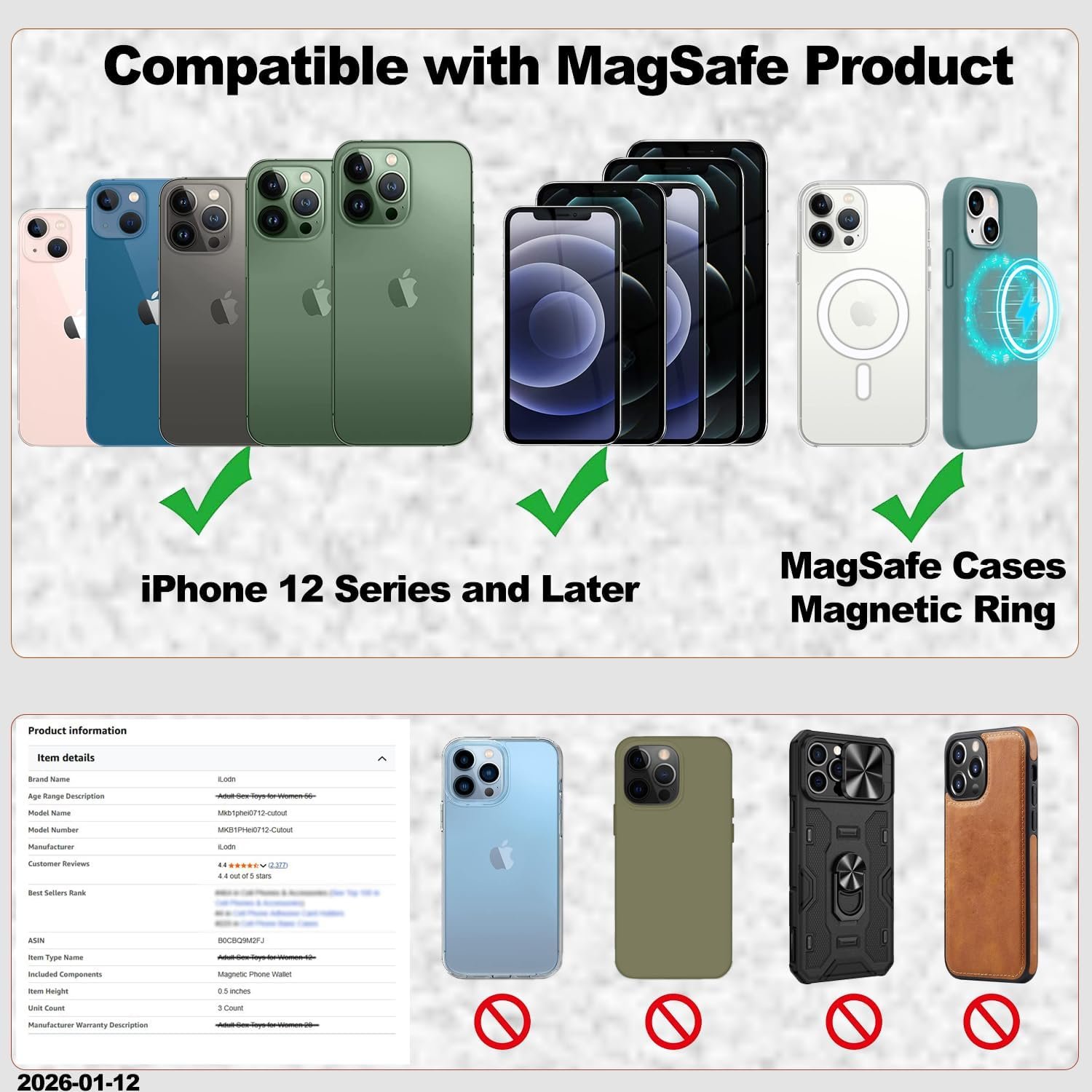 Magnetic Wallet Compatible with MagSafe for iPhone 17 16 15 14 13 12 Pro Max Air Plus Model, Mag 3 Safe Card Holder Stick on Accessories for Cell Phone & Case, Jet - Image 10