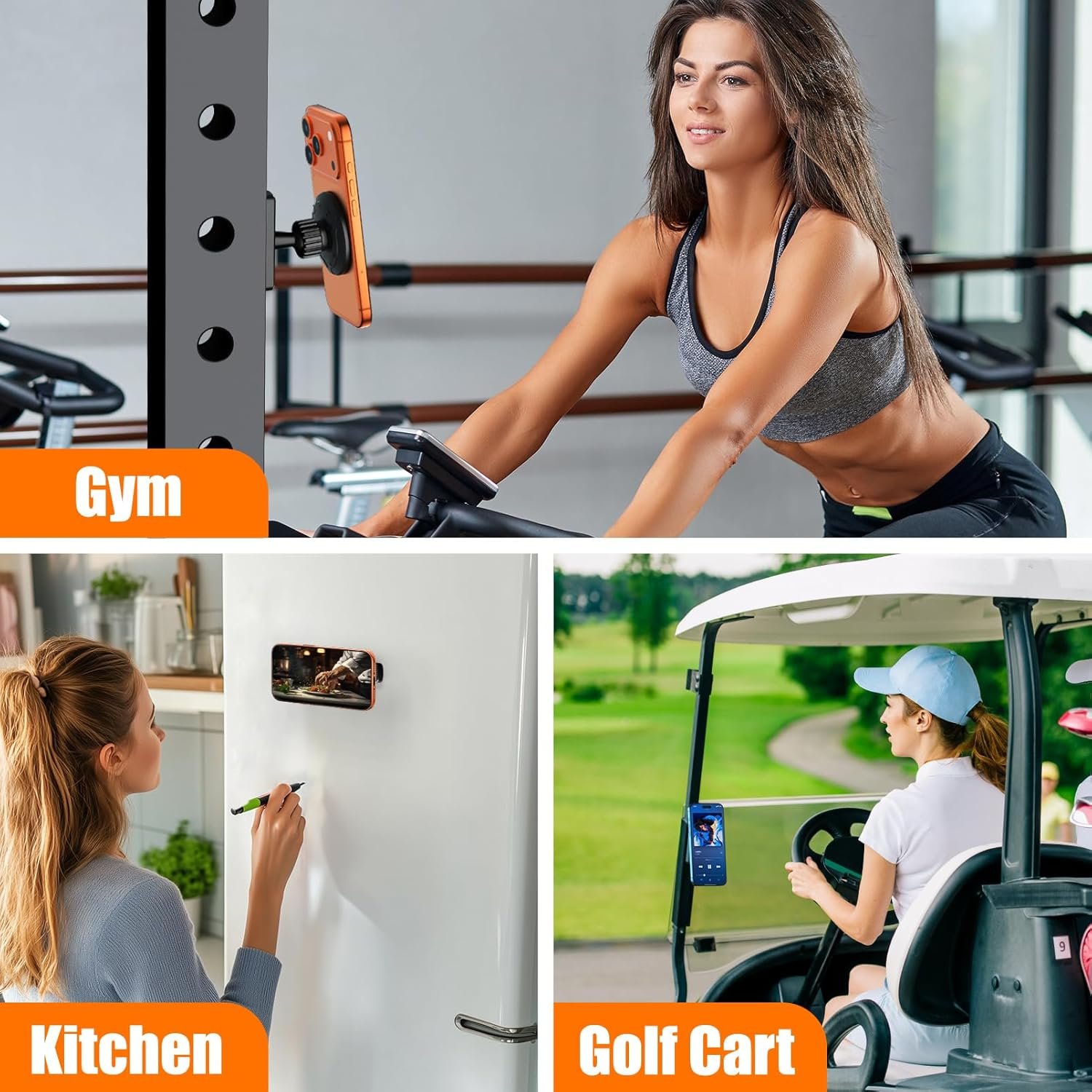 Dual Magnetic Phone Holder for Gym, Workout, Kitchen or Any Metal Surface, Magnet Base Mount & Power Magnet Phone Mount for MagSafe iPhone 17 16 15 14 13 12 Series - Image 9