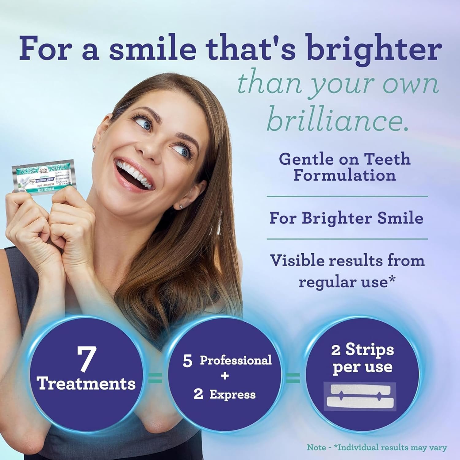GuruNanda Teeth Whitening Strips - 7-Day Treatment with Non-Slip, Dry Strip Technology - Whitening Designed with Care for a Brighter Smile - Image 4