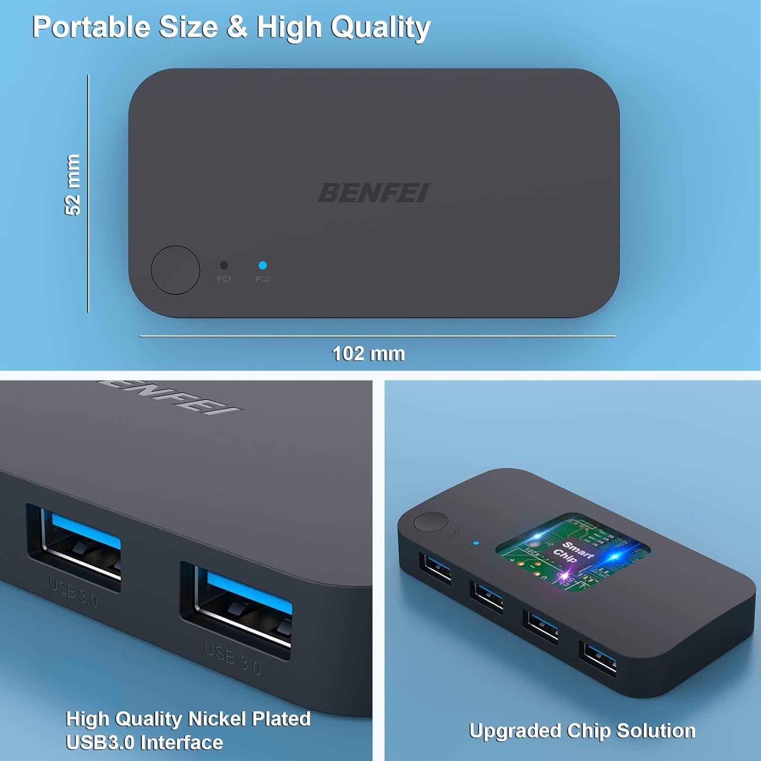 BENFEI USB 3.0 Switch, USB Switch 2 Computers Share 4 USB for PC, Mouse, Keyboard, Printer, Scanner, USB KVM Switch Selector Compatible with Windows, Mac, Linux - Image 8
