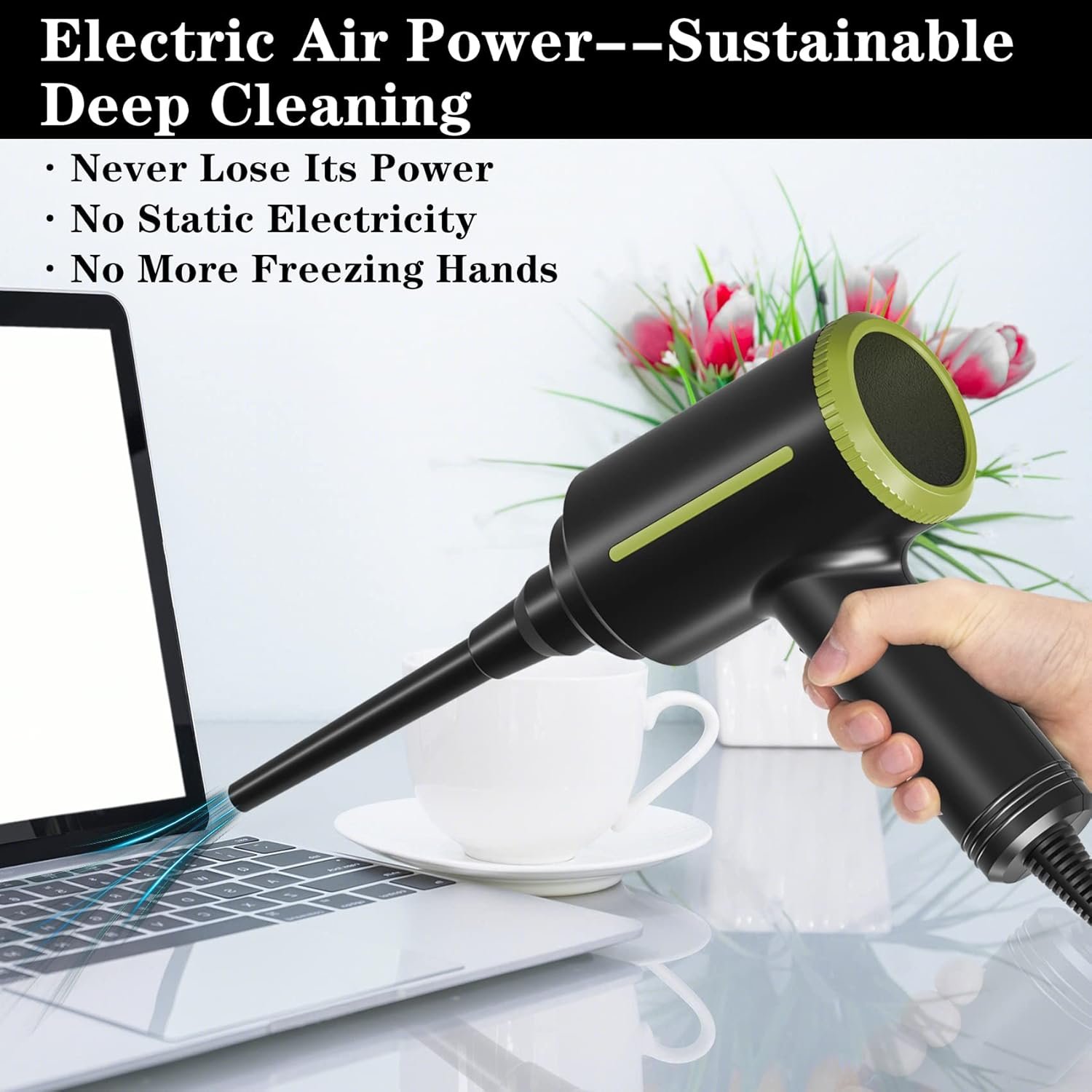 ATEngeus Electric Air Duster - 2 Speed, 40000RPM Air Blower & Pump, Reusable for Computer Keyboard, Dust, Hairs - Image 3