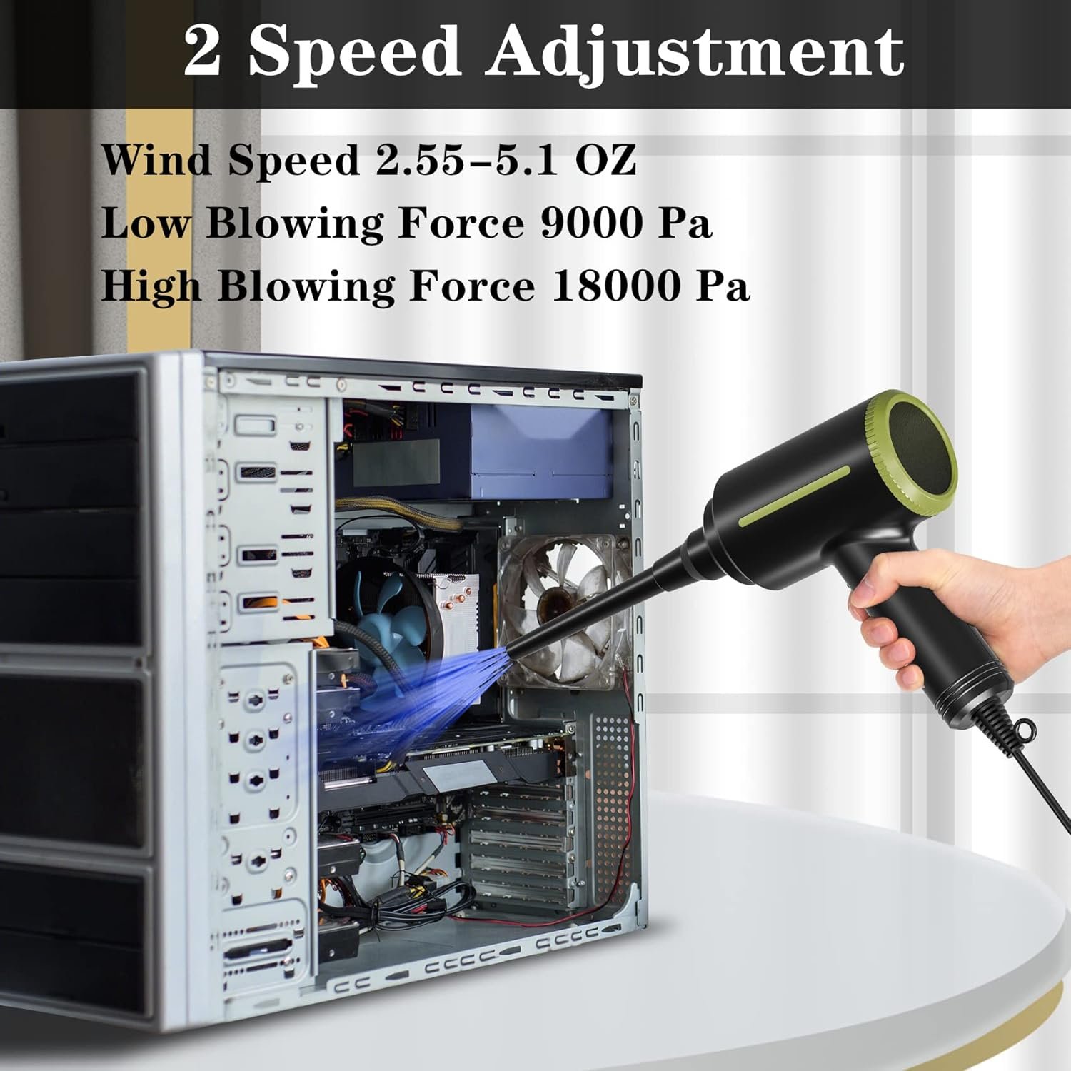 ATEngeus Electric Air Duster - 2 Speed, 40000RPM Air Blower & Pump, Reusable for Computer Keyboard, Dust, Hairs - Image 4