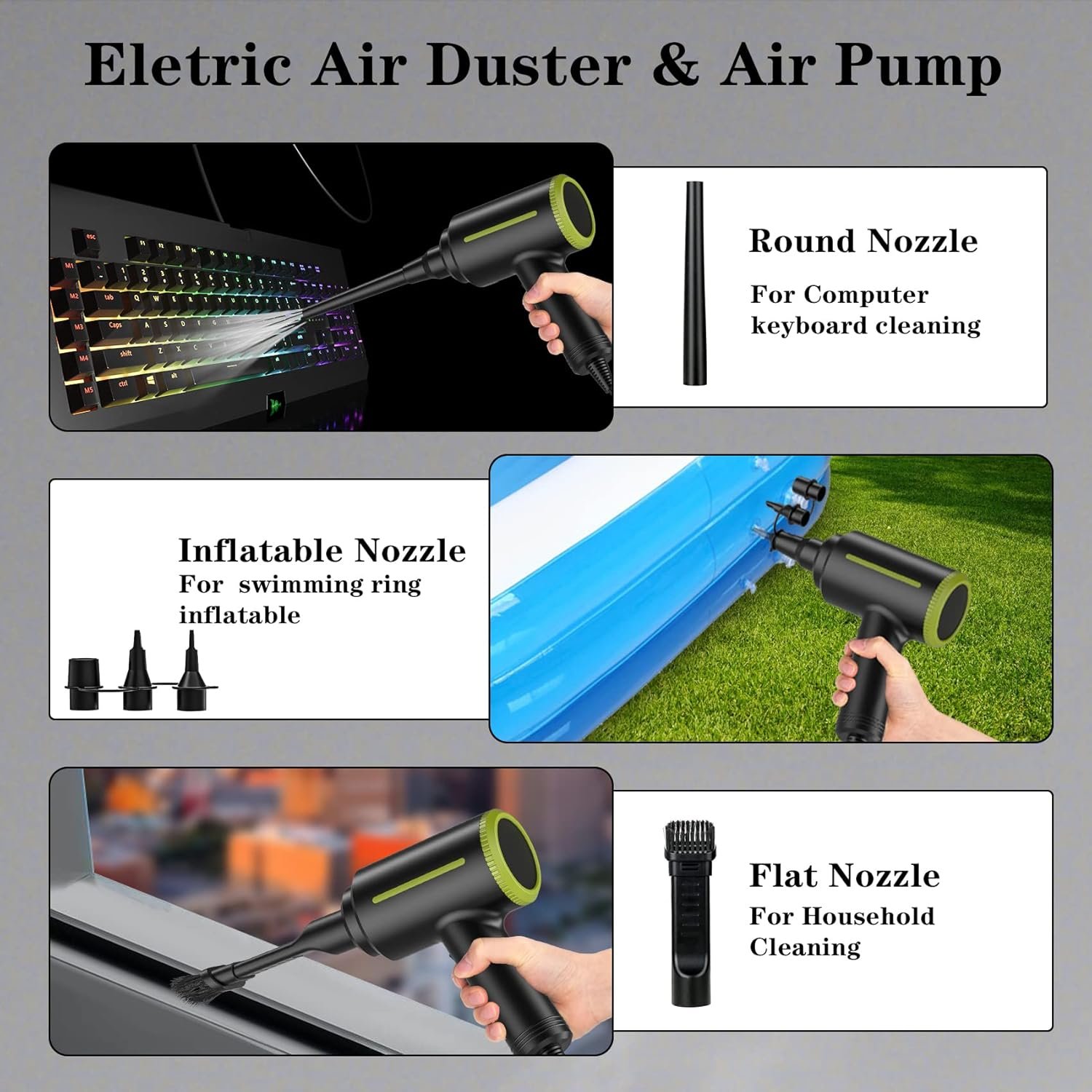 ATEngeus Electric Air Duster - 2 Speed, 40000RPM Air Blower & Pump, Reusable for Computer Keyboard, Dust, Hairs - Image 7