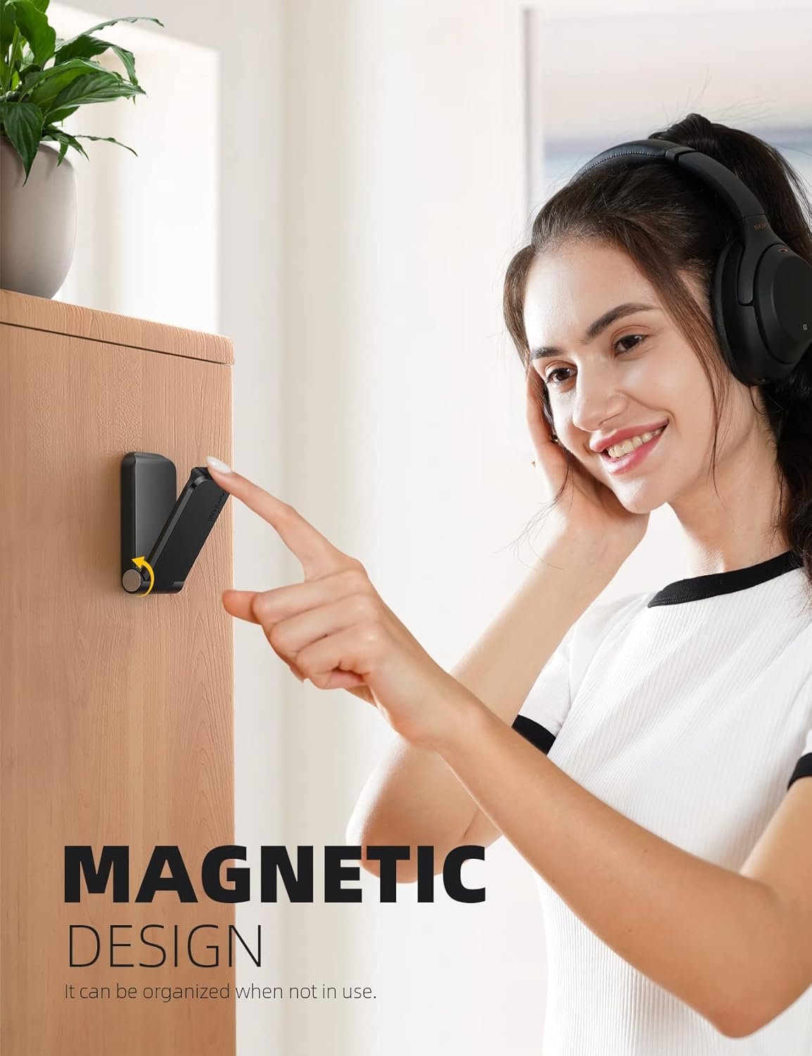 Lamicall Headphone Stand, Sticky Headset Hanger - Adhesive Headphone Holder Hook Mount, Headset Stand Holder Clip Under Desk, Earphone Clamp for Airpods Max, HyperX, Sennheiser, Black - Image 5