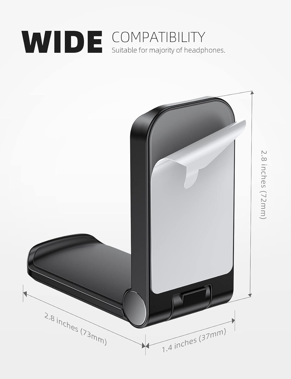 Lamicall Headphone Stand, Sticky Headset Hanger - Adhesive Headphone Holder Hook Mount, Headset Stand Holder Clip Under Desk, Earphone Clamp for Airpods Max, HyperX, Sennheiser, Black - Image 6