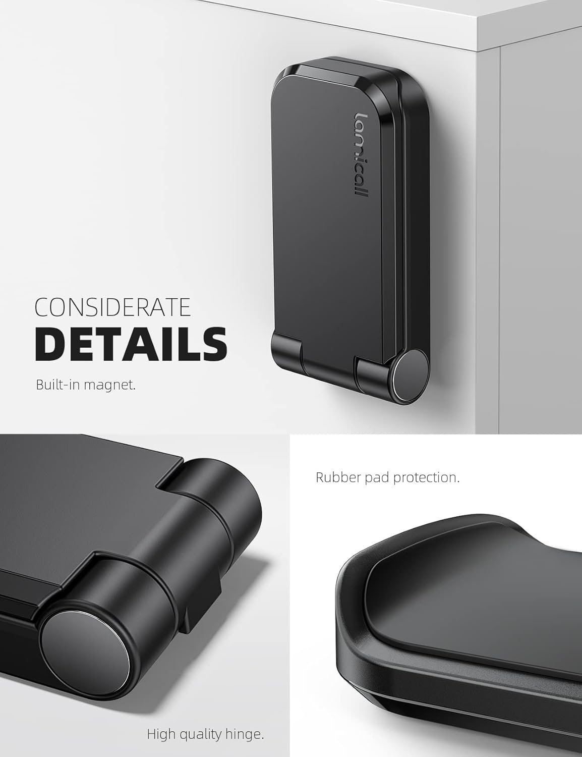 Lamicall Headphone Stand, Sticky Headset Hanger - Adhesive Headphone Holder Hook Mount, Headset Stand Holder Clip Under Desk, Earphone Clamp for Airpods Max, HyperX, Sennheiser, Black - Image 7