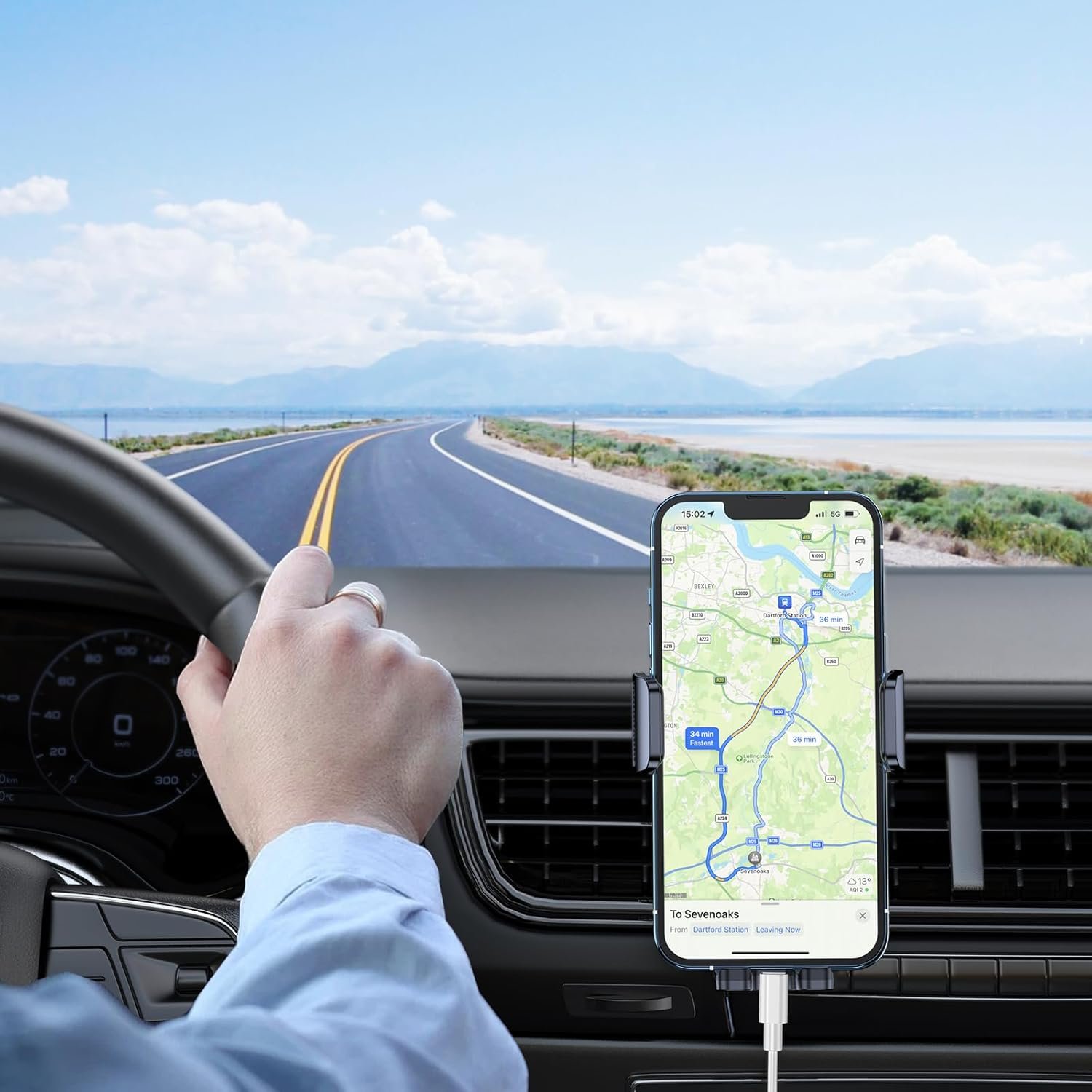 Blukar Car Phone Holder Mount, Super Stable Air Vent Cell Phone Car Mount with 2025 Metal Hook Clip, 360° Rotation,One Button Release for iPhone, Galaxy, Google, and All Other Smartphones - Image 9