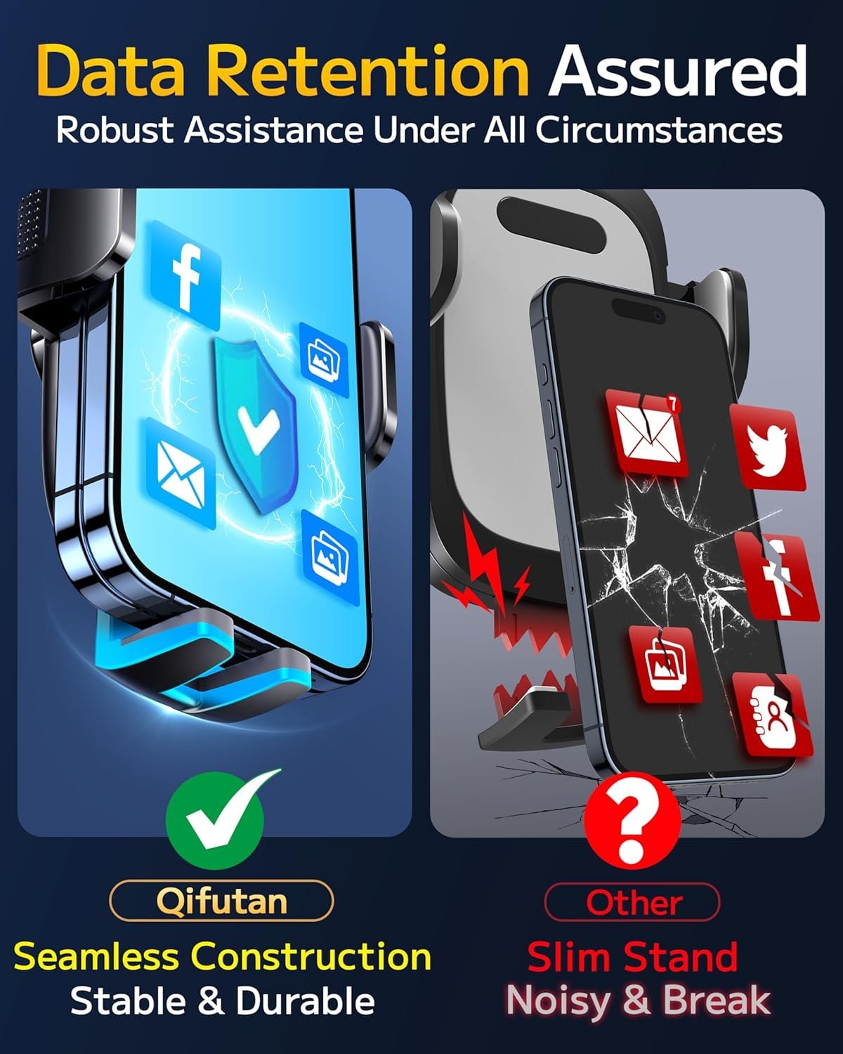 Qifutan Car Phone Holder Mount Phone Mount for Car Windshield Dashboard Air Vent Universal Hands Free Automobile Cell Phone Holder Fit for iPhone Smartphone Camera Mounts - Image 7