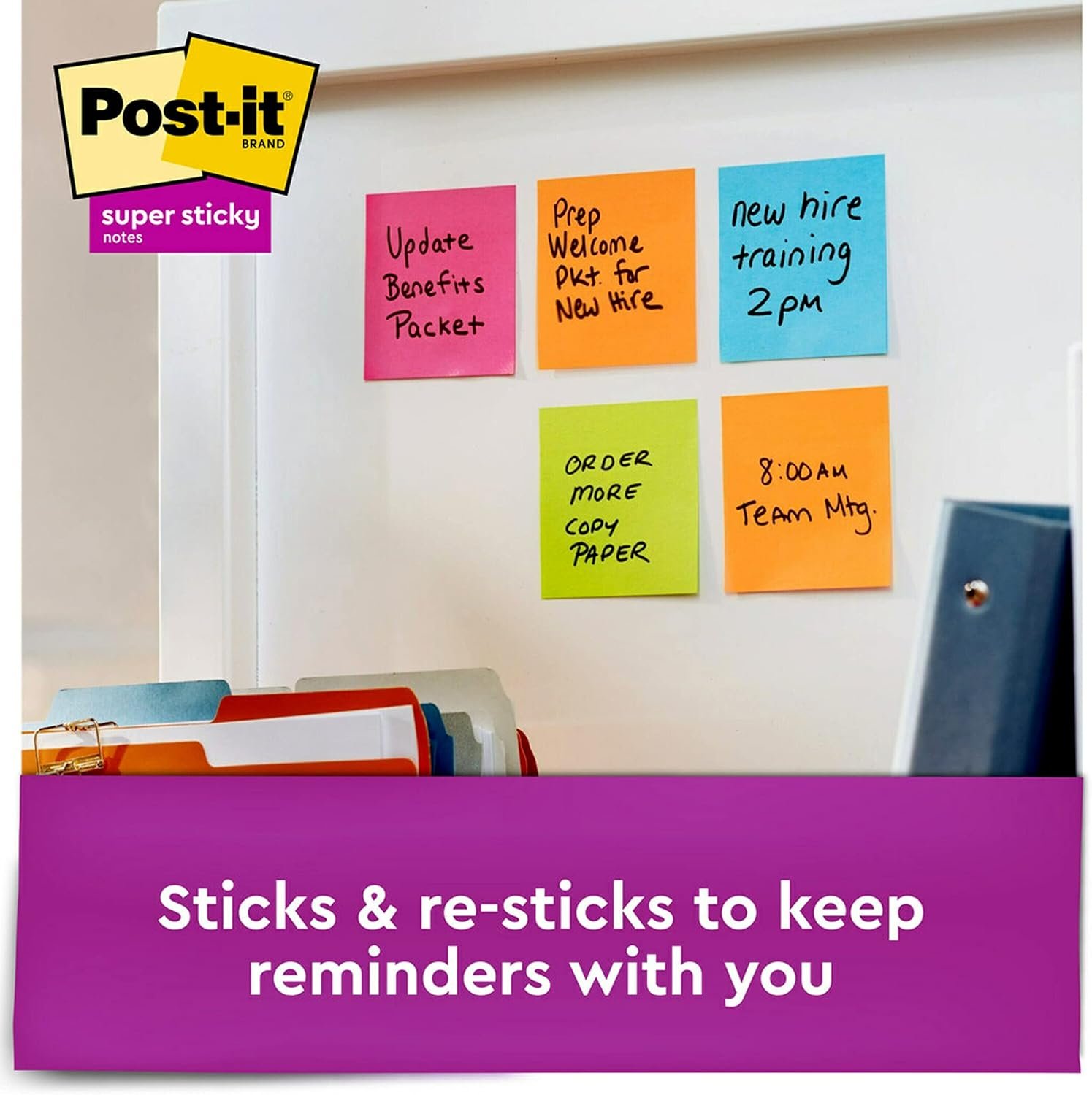Post-it Super Sticky Notes, Assorted Bright Colors, 3x3 in, 15 Pads/Pack, 45 Sheets/Pad, 2X The Sticking Power, Recyclable, Multi-Color - Image 5
