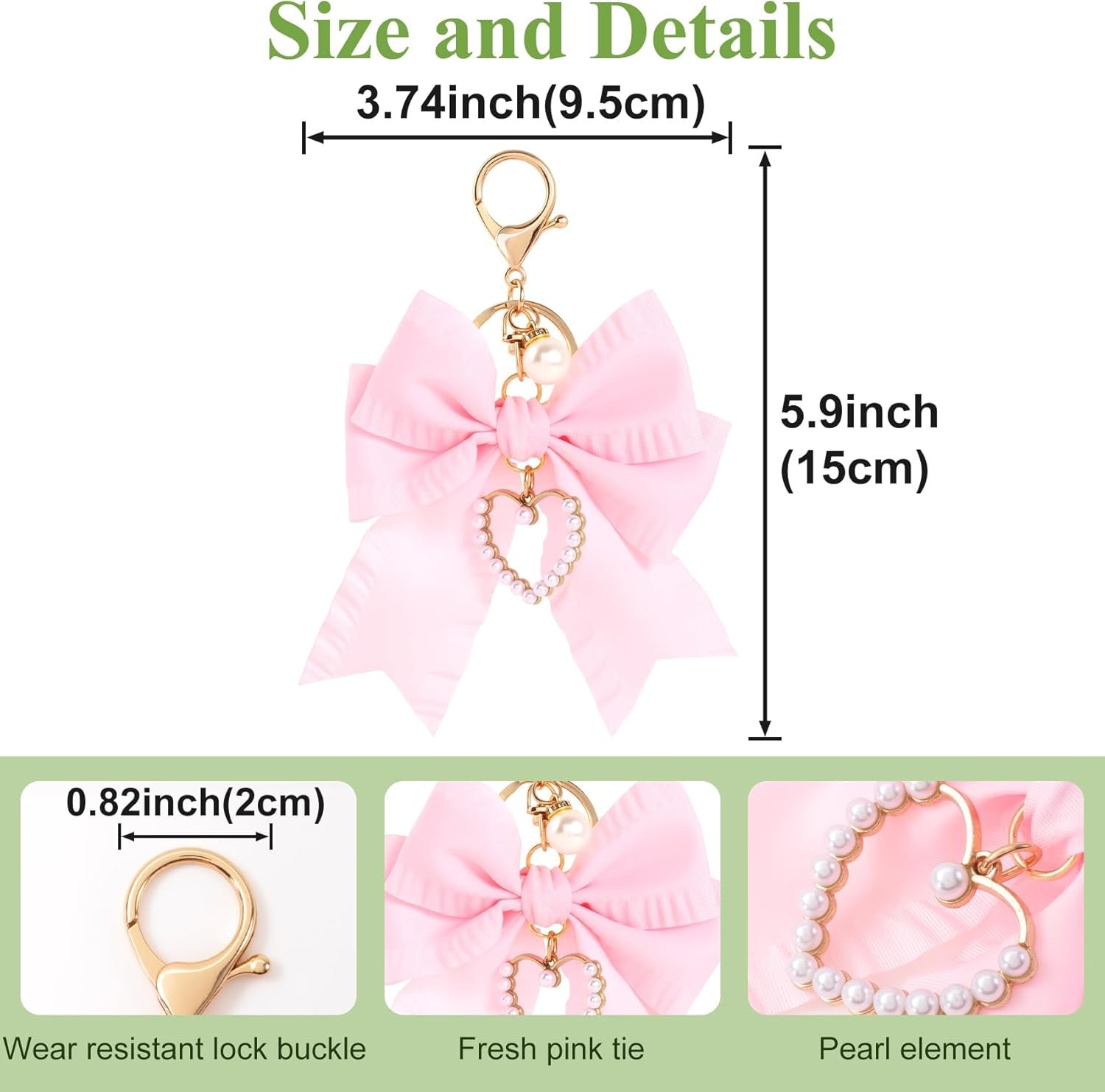 Joez Wonderful Bow Keychains, Coquette Pearl Bookbag Charms, Cute Bow Accessories for Wistlet, Purse, Car Keys - Image 3