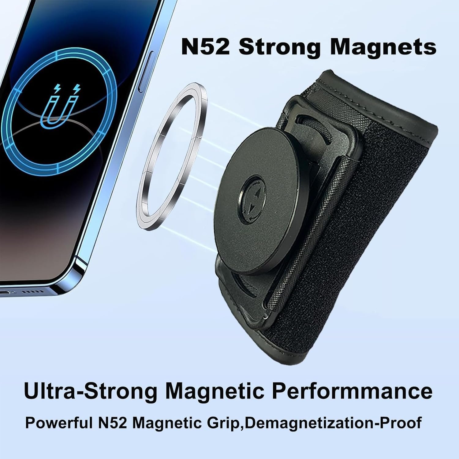 Magnetic Cellphone Holder For Backpack Strap - Phone Shoulder Strap Clamp Mount with Phone Protected Lanyard Fit Hiking/Alpinism/Climbing/Fishing,Universal Compatible Most Smartphone - Image 4