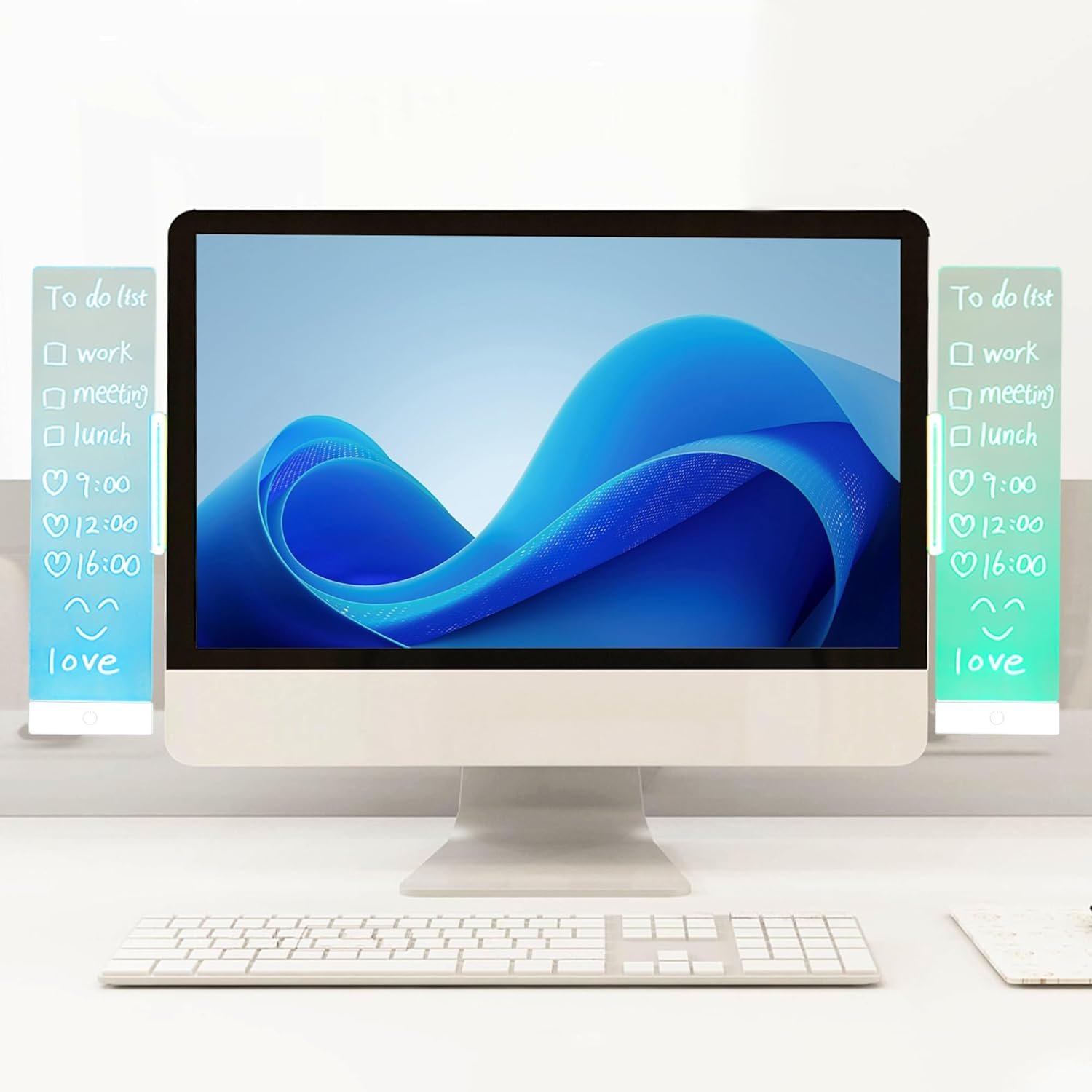 LED Memo Board with Sticky Note Holder, Clear Acrylic Computer Monitor Organizer, Office Supplies, Work from Home Essentials, Multifunction Workspace Accessories - Image 4