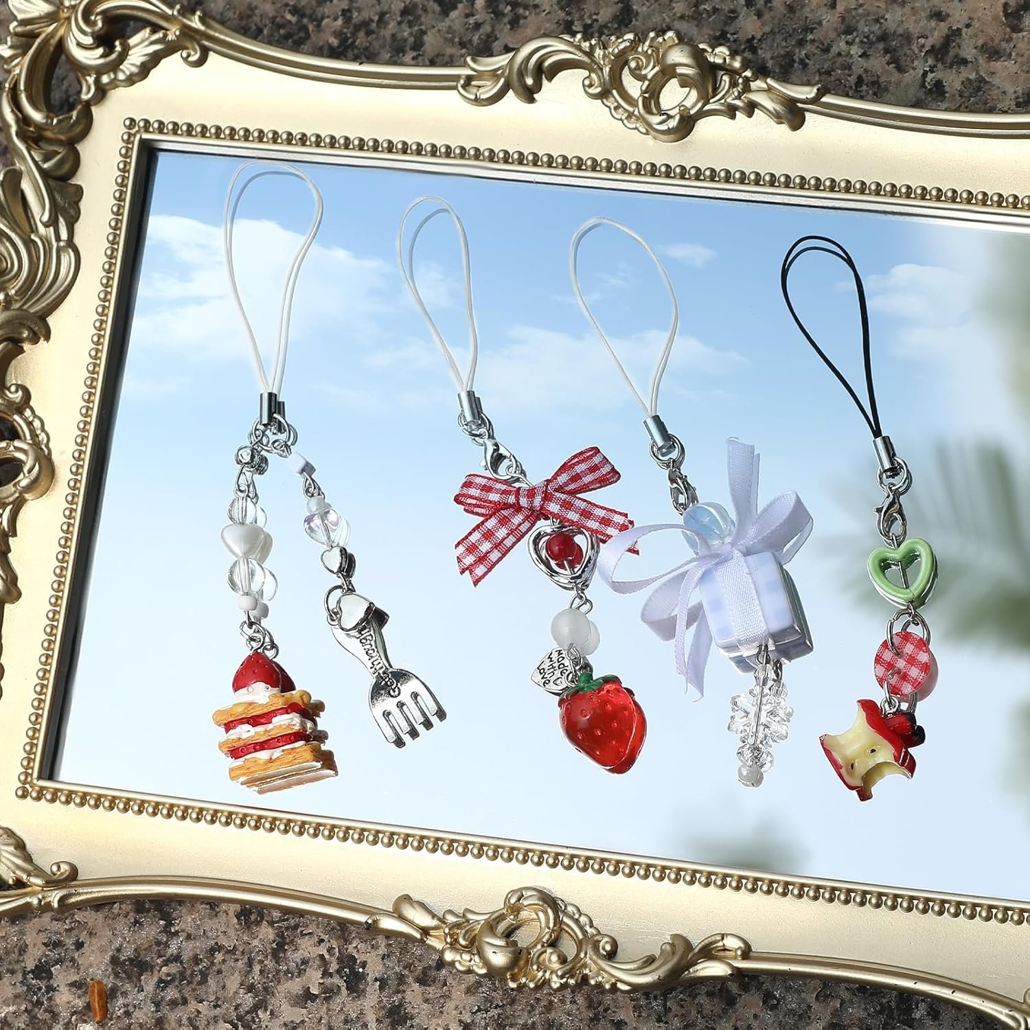 4 PCS Cute Phone Charms Y2K Aesthetic Kawaii Pink Phone Charms Strap Aesthetic for Bag Purse Backpack Wallet Pendants Decor - Image 4