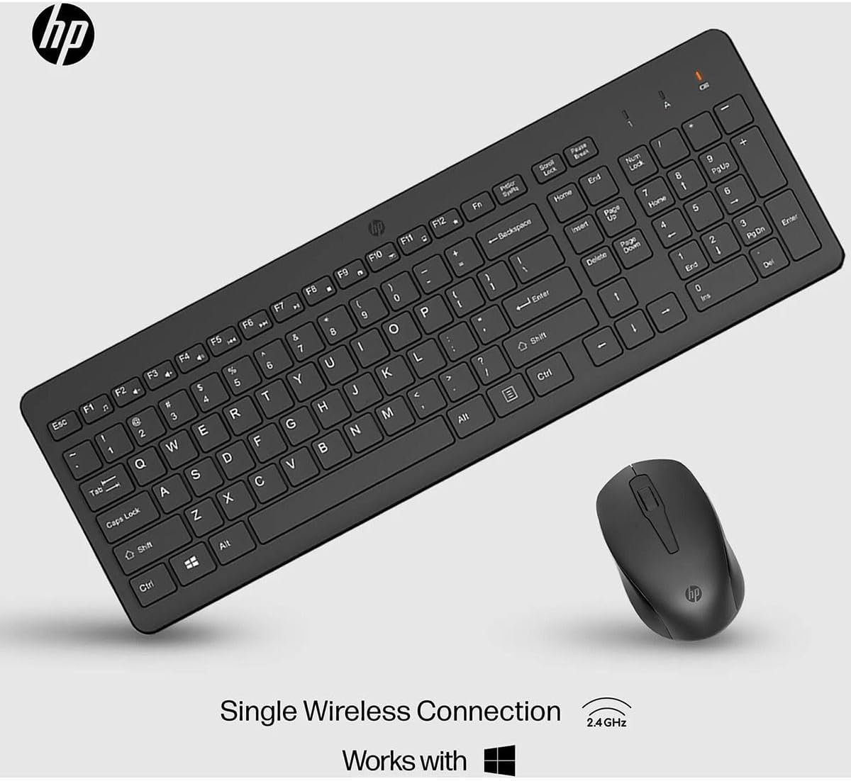 HP 330 Wireless Keyboard and Mouse Combo - 2.4 Ghz Wireless USB Receiver - Chiclet Keys, 12 Keyboard Shortcuts - 1600 DPI Multi-Surface Mouse - LED Num Lock, Caps Lock, Scroll Lock (2V9E6AA) - Image 5