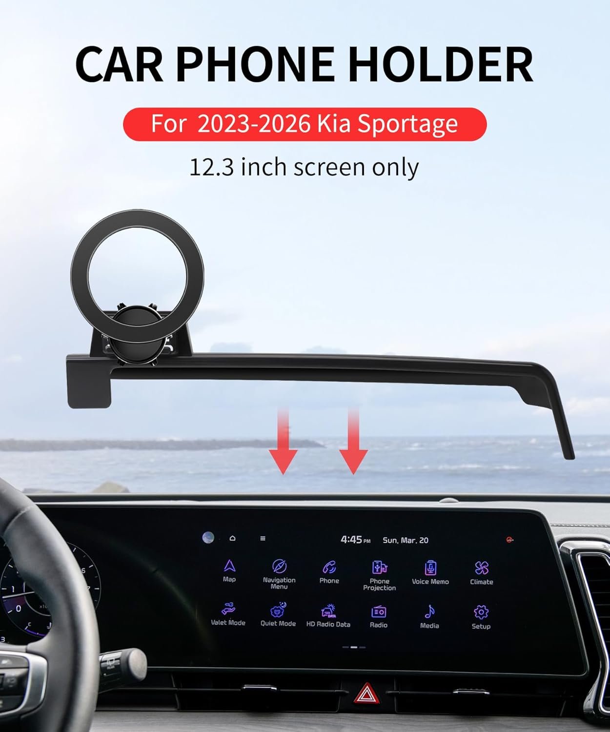 Car Phone Holder for 2023-2026 Kia Sportage Accessories 12.3-Inch Screen Fixed Clip, 360° Rotation Phone Mount Compatible with MagSafe, Cell Phone Holder Does Not Affect Air Vent - Image 3
