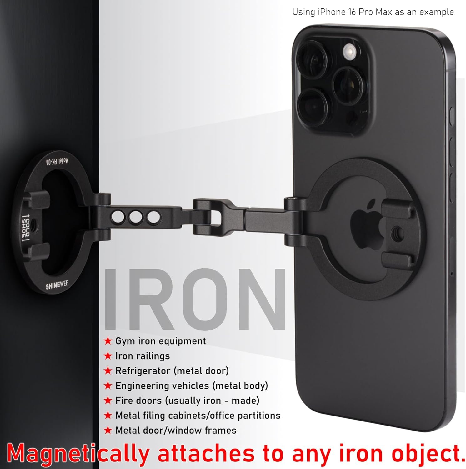 Dual Magnetic Ring Phone Mount - Foldable 360° Rotation CNC Aluminum Stand,1/4" Screw,Cold Shoe Interface, Hands-Free Holder for Live Streaming, Selfies & Multi-Device Use - Image 4