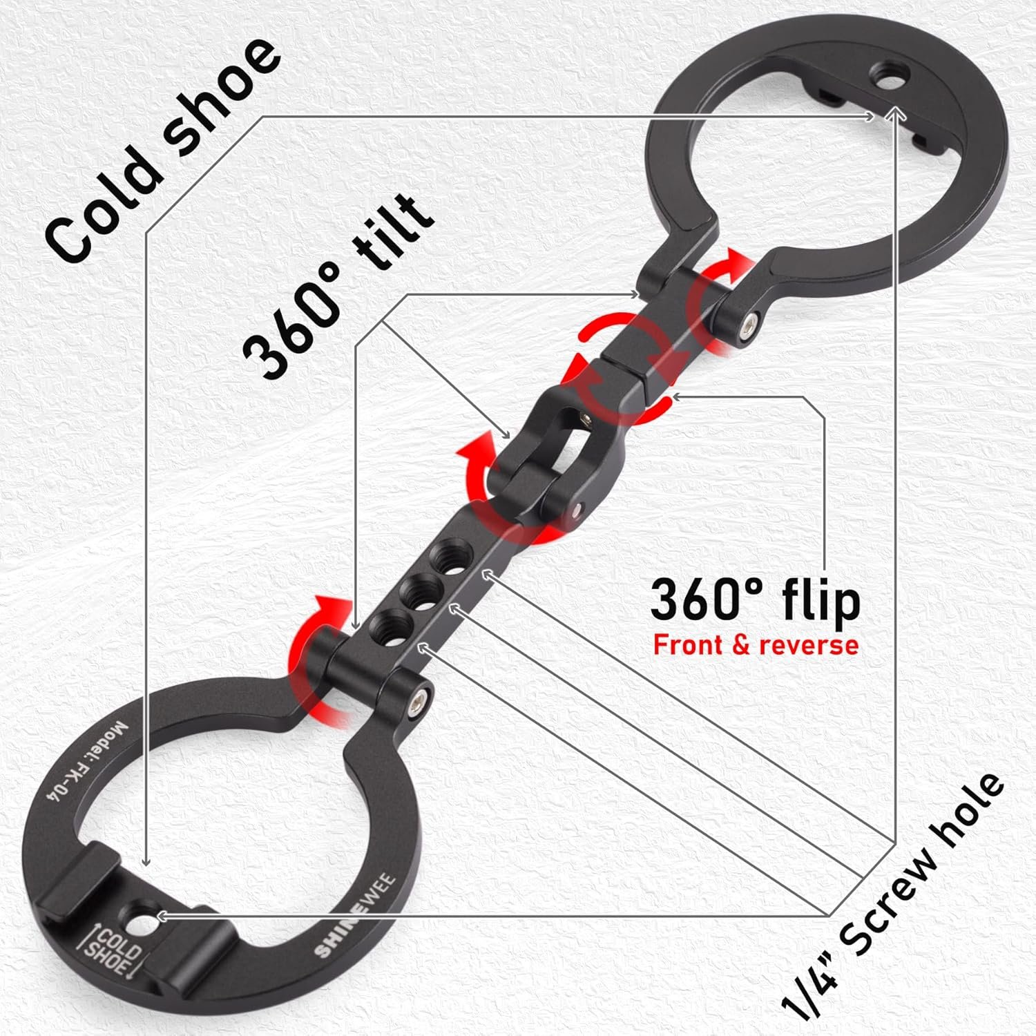 Dual Magnetic Ring Phone Mount - Foldable 360° Rotation CNC Aluminum Stand,1/4" Screw,Cold Shoe Interface, Hands-Free Holder for Live Streaming, Selfies & Multi-Device Use - Image 6