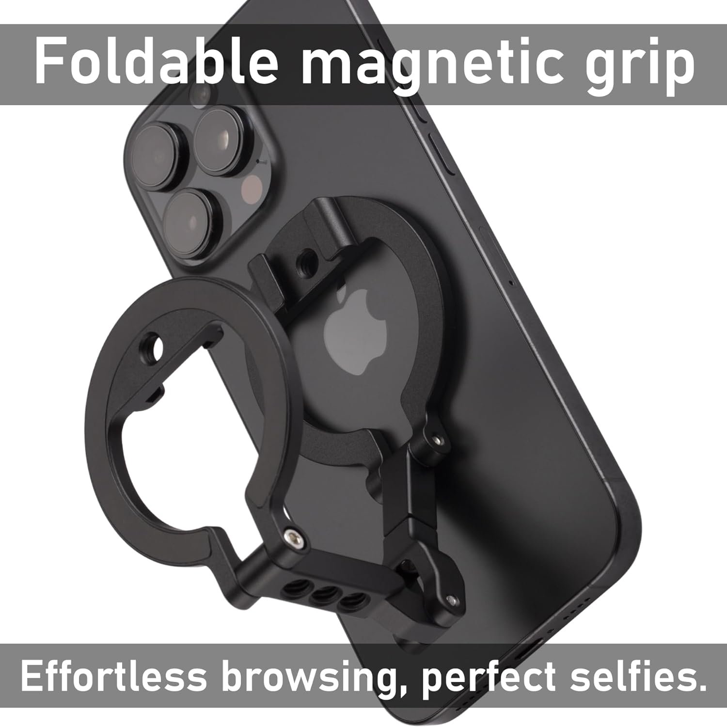 Dual Magnetic Ring Phone Mount - Foldable 360° Rotation CNC Aluminum Stand,1/4" Screw,Cold Shoe Interface, Hands-Free Holder for Live Streaming, Selfies & Multi-Device Use - Image 8