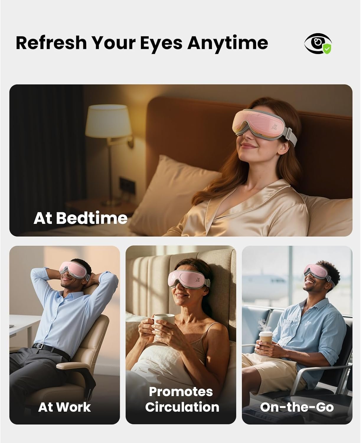 BOB AND BRAD Eye Massager FSA Eligible, EyeOasis 2 Heated Eye Massager for Dry Eyes, Temple Massager for Headache, Migraine & Tension Relief, Warm Compress Eye Massage for Stress Relief - Image 8