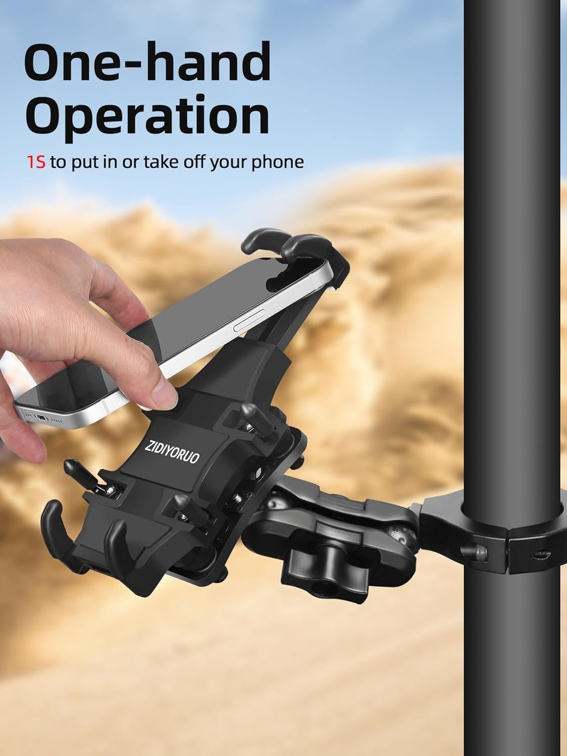 Anti-Vibration UTV Phone Mount Heavy Duty, Full Protection SXS Phone Holder with Aluminum Bracket Fit for 1.75-2" Roll Cage, Adjustable UTV Cell Phone Holder Holds 4.7-7.1" Phones - Image 5