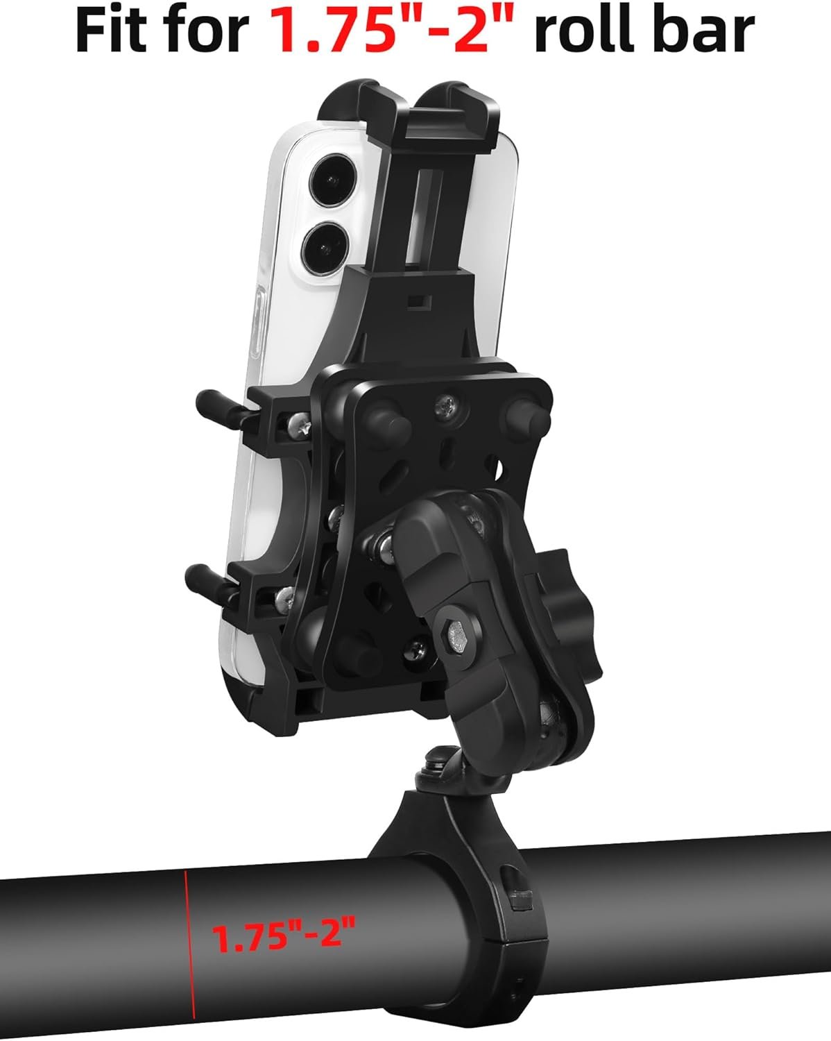 Anti-Vibration UTV Phone Mount Heavy Duty, Full Protection SXS Phone Holder with Aluminum Bracket Fit for 1.75-2" Roll Cage, Adjustable UTV Cell Phone Holder Holds 4.7-7.1" Phones - Image 7