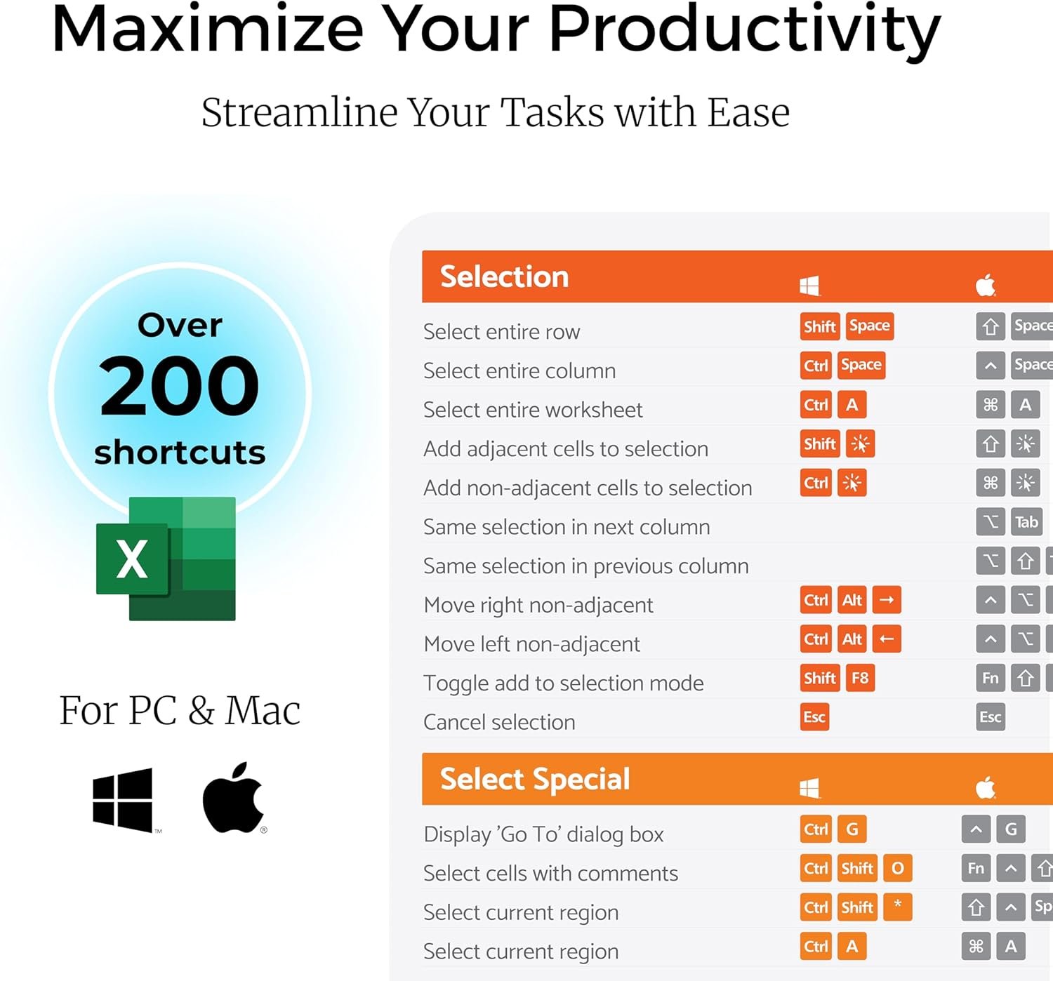 Excel Cheat Sheet Desk Pad Set 3in1, Desk Pad Includes a Cable Organizer and a Headphone Stand, Desk Mat is Dark Colored, it is Non-Slip Mousepad, +200 Commands for Mac and Windows - Image 6