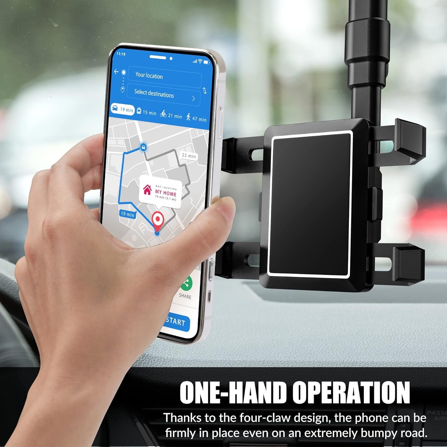 SXhyf Rear View Mirror Phone Holder, 2023 Rotatable and Retractable, Universal Mount, Cell Car Fit for iPhone 11 12 13 14 Pro Max Samsung All Phone - Image 5