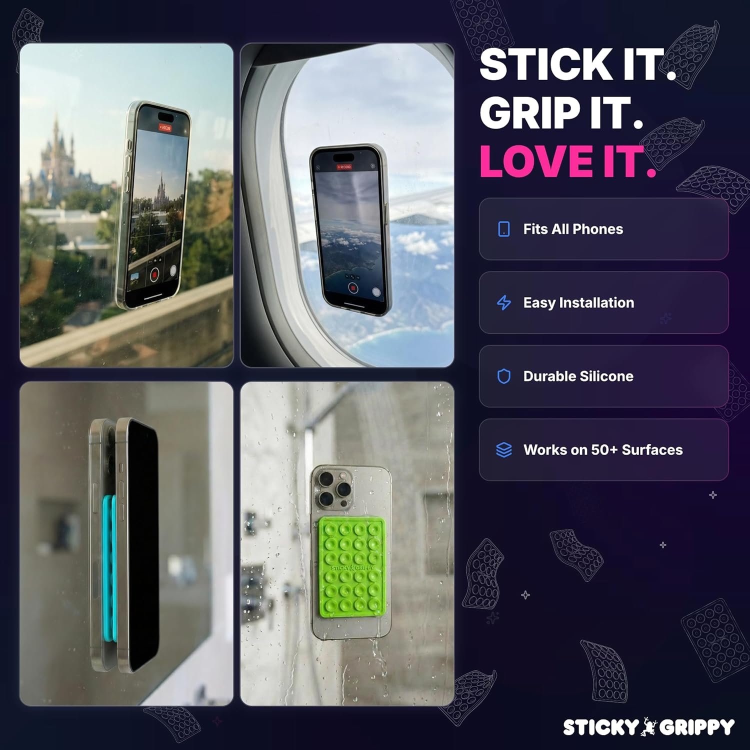 Suction Phone Case Mount, Silicon Adhesive Phone Accessory for iPhone and Android, Hands-Free Fidget Toy Mirror Shower Phone Holder, Tiktok Videos and Selfies (White) - Image 7