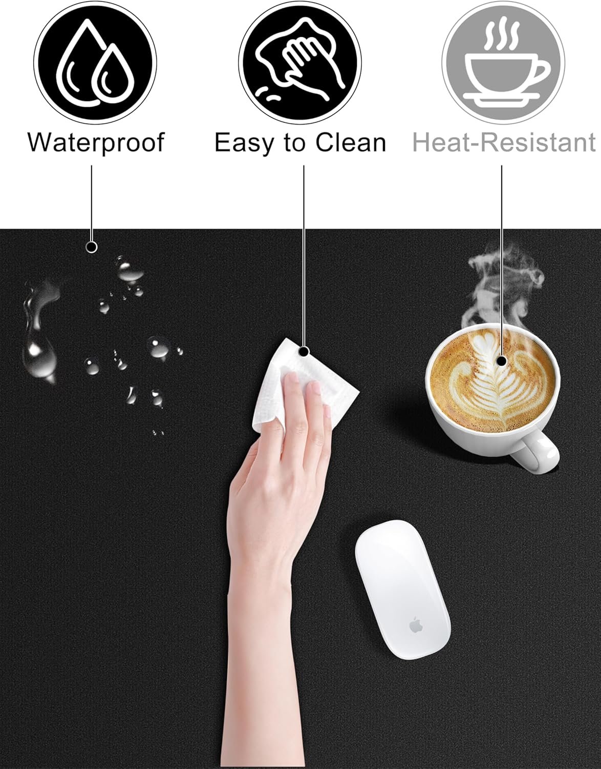 TopMade Mouse Pad with 15W Fast Wireless Charging, 31.5"x11.81" XL Large Gaming Mousepad, Waterproof Desk Pad, Classic Black Computer Desk Mat(Includes 20W PD Power Adapter & 6.56ft Woven Cable) - Image 8