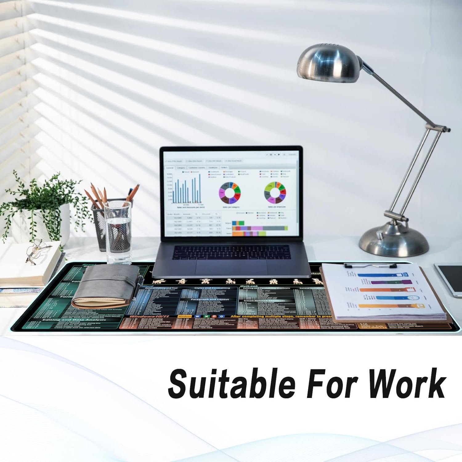 Mouse Pad for Excel/Word/Outlook/PowerPoint Shortcuts – 31.5" x 11.8" Excel Cheat Sheet Desk Pad – XL Desk Mat, Large Mousepad for Office, Gaming – Non-Slip, Waterproof, Stitched Edges - Image 6