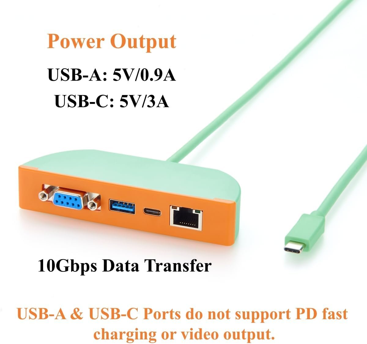 4-in-1 USB C Hub, Multiport Adapter with RS232 DB9, Gigabit Ethernet, 10Gbps USB-A & USB-C Ports, for Laptop, Windows, macOS, Linux, Android (0.3M) - Image 4