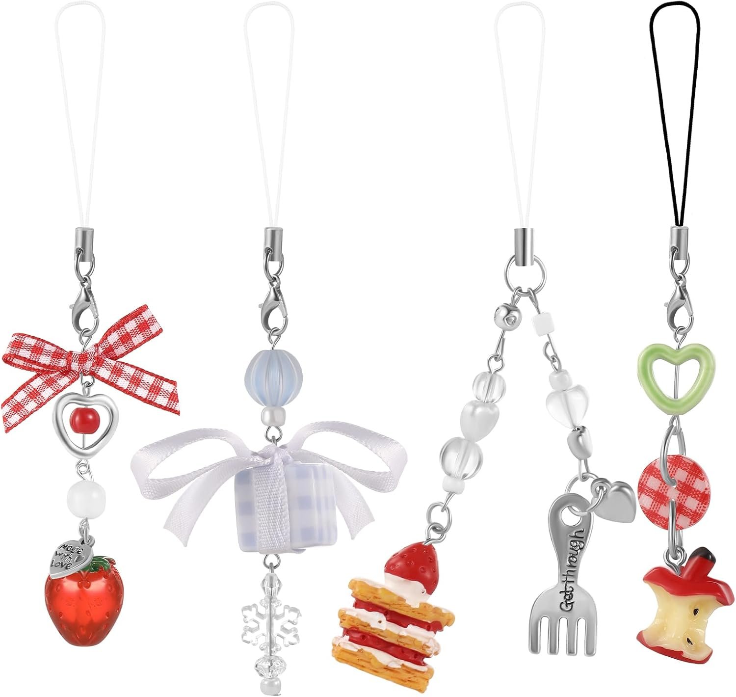 4 PCS Cute Phone Charms Y2K Aesthetic Kawaii Pink Phone Charms Strap Aesthetic for Bag Purse Backpack Wallet Pendants Decor - Image 2