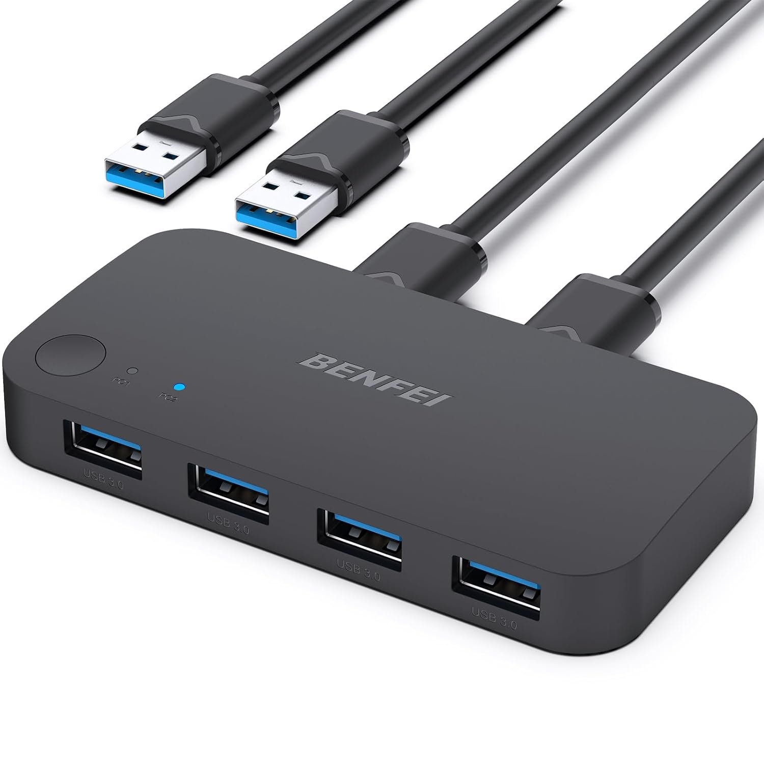 BENFEI USB 3.0 Switch, USB Switch 2 Computers Share 4 USB for PC, Mouse, Keyboard, Printer, Scanner, USB KVM Switch Selector Compatible with Windows, Mac, Linux - Image 2