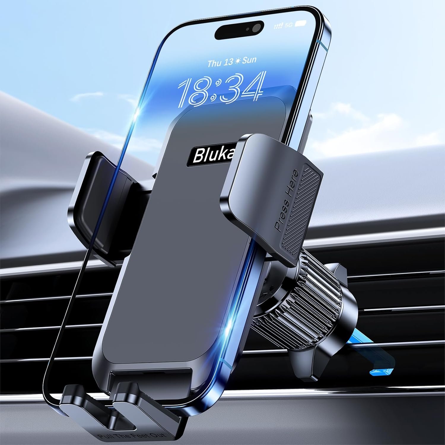 Blukar Car Phone Holder Mount, Super Stable Air Vent Cell Phone Car Mount with 2025 Metal Hook Clip, 360° Rotation,One Button Release for iPhone, Galaxy, Google, and All Other Smartphones - Image 2