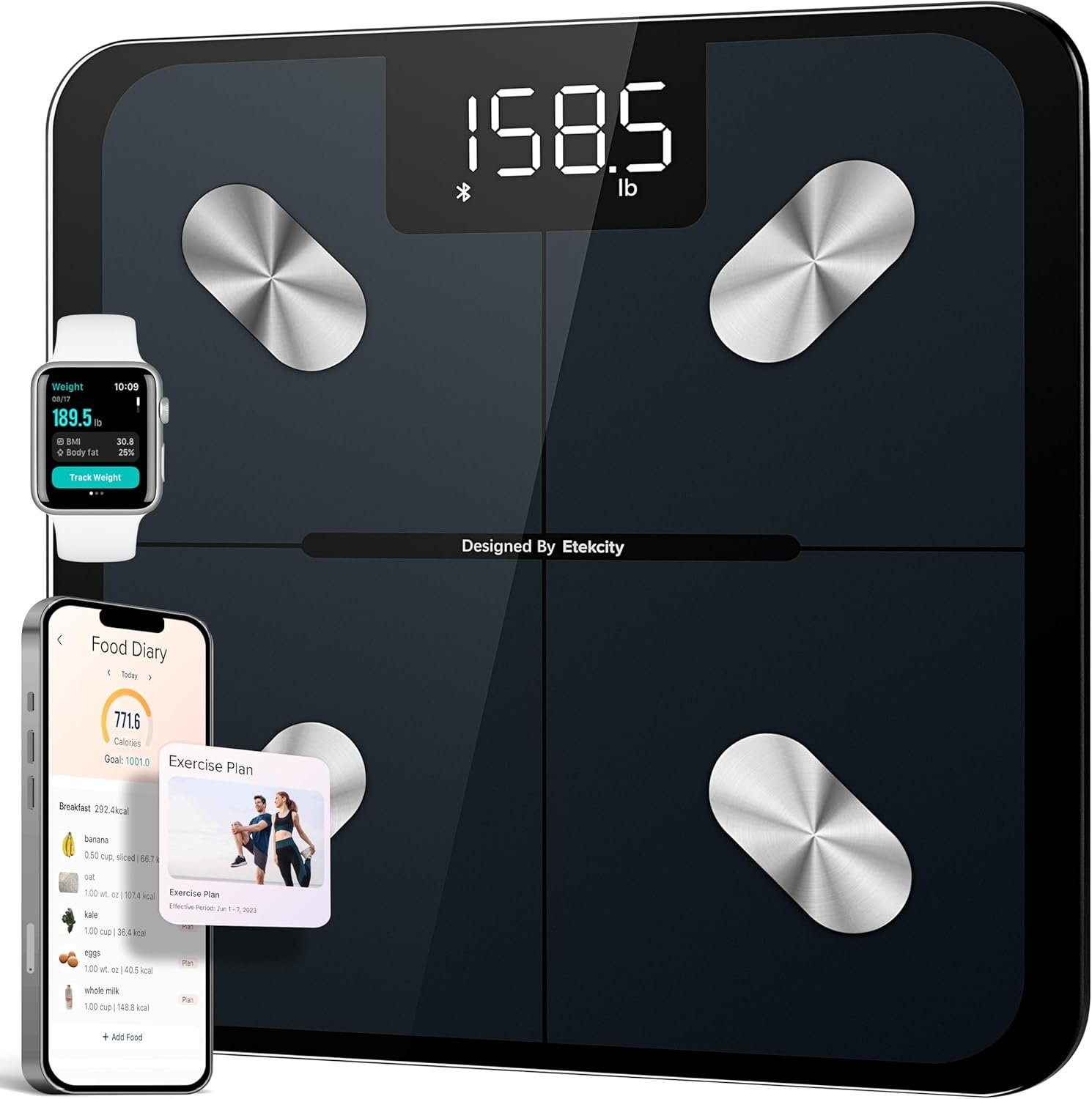Etekcity Smart Scale for Body Weight, FSA&HSA Eligible, Bathroom Digital Weighing Scale with BMI, Body Fat, Muscle Mass, Accurate Bluetooth Home User Health Equipment Sync Apps, LED, Tempered glass - Image 2