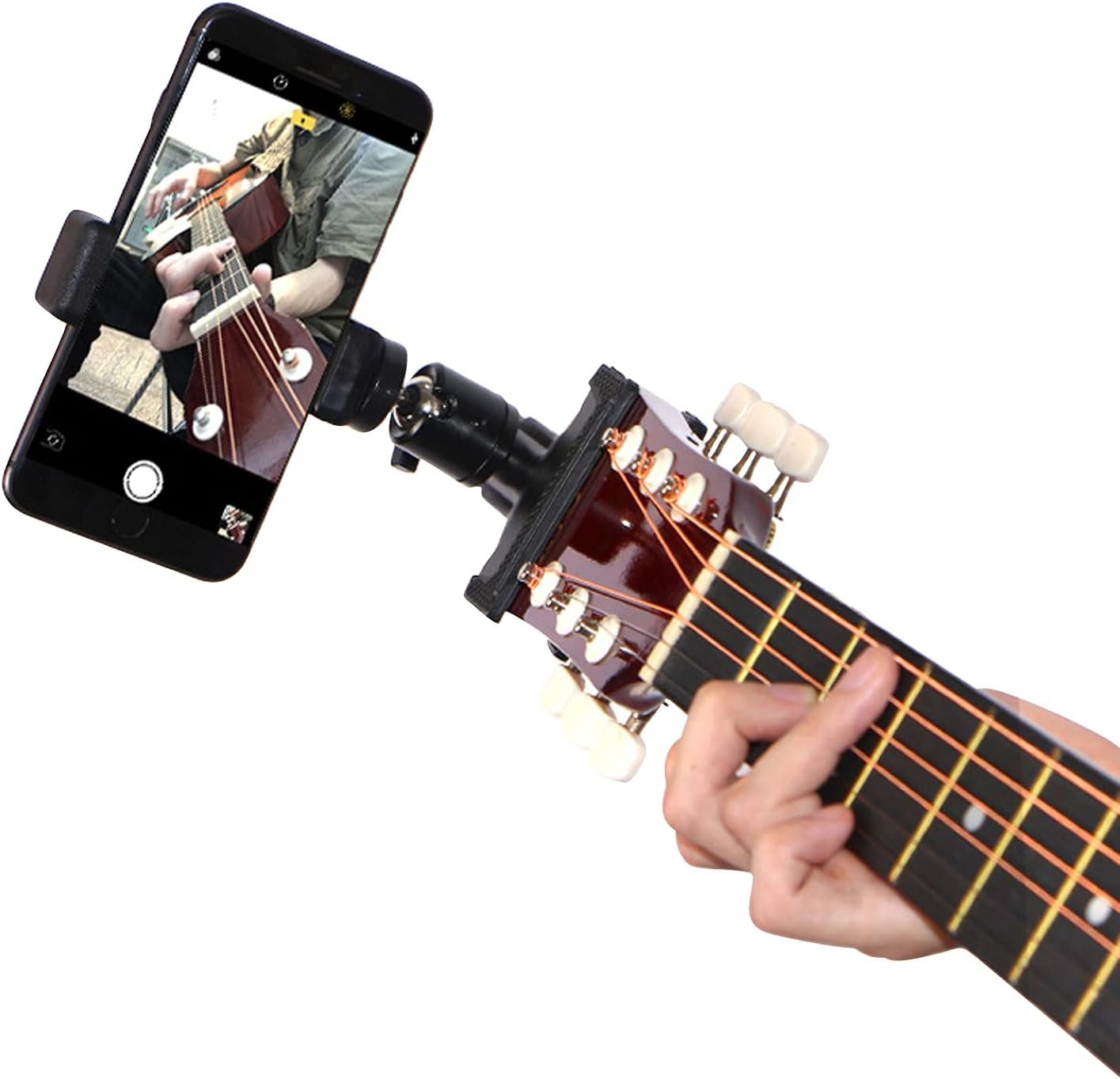 Guitar Head Phone Holder Mount for Live Broadcast Teaching Video Recording Android and iPhone Compatible Guitar/Electric Guitar/Bass/Ukulele - Image 2