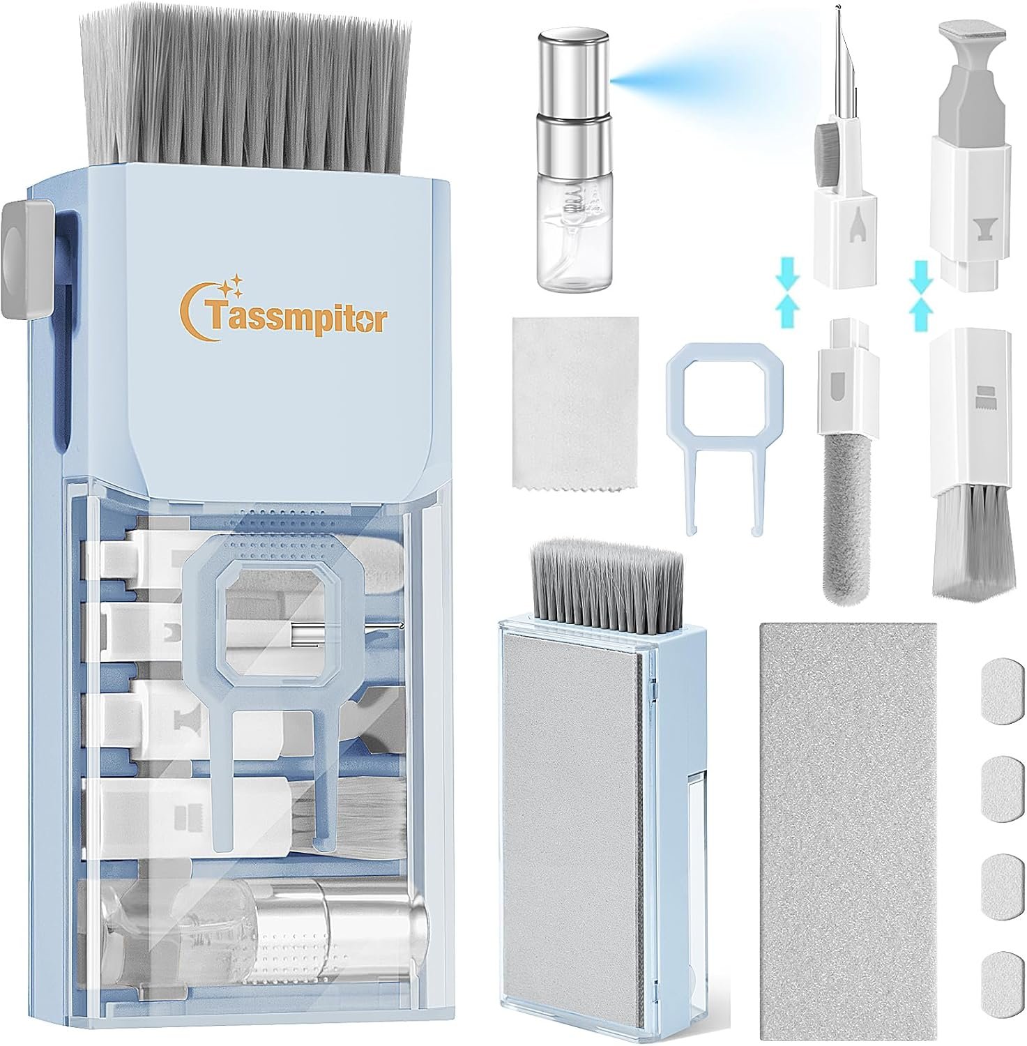 Keyboard Cleaner Laptop Cleaning Kit, Compact Keyboard Cleaning kit for Computer MacBook iPhone AirPods Pro, PC Electronic Cleaner Kit with Brush & Spray for Computer Screen, PC Camera Monitor, Blue - Image 2